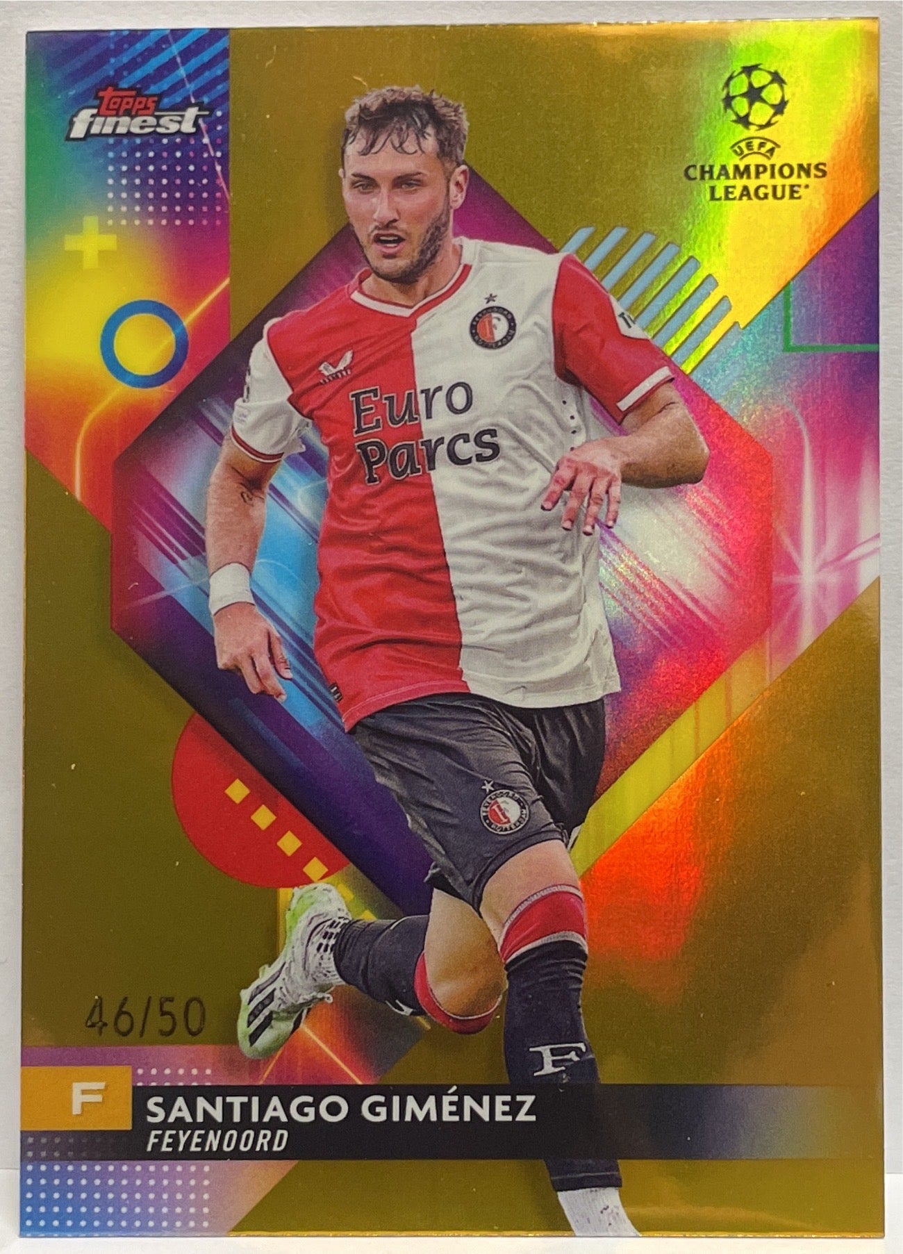 Santiago Gimenez 46/50 Gold Topps Finest UCC 2023/24