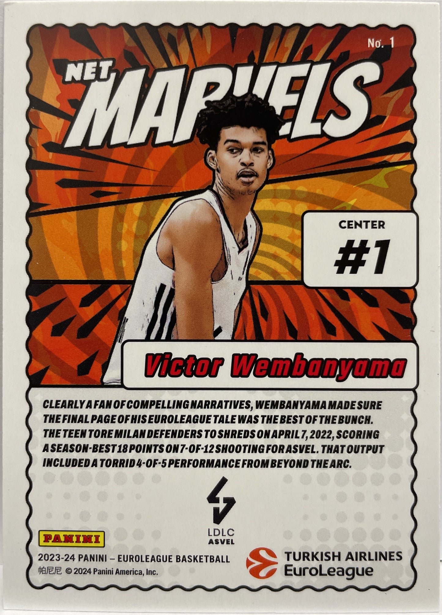 Victor Wembanyama Net Marvels Pree Proof Gold Donruss Euroleague Basketball 2023/24