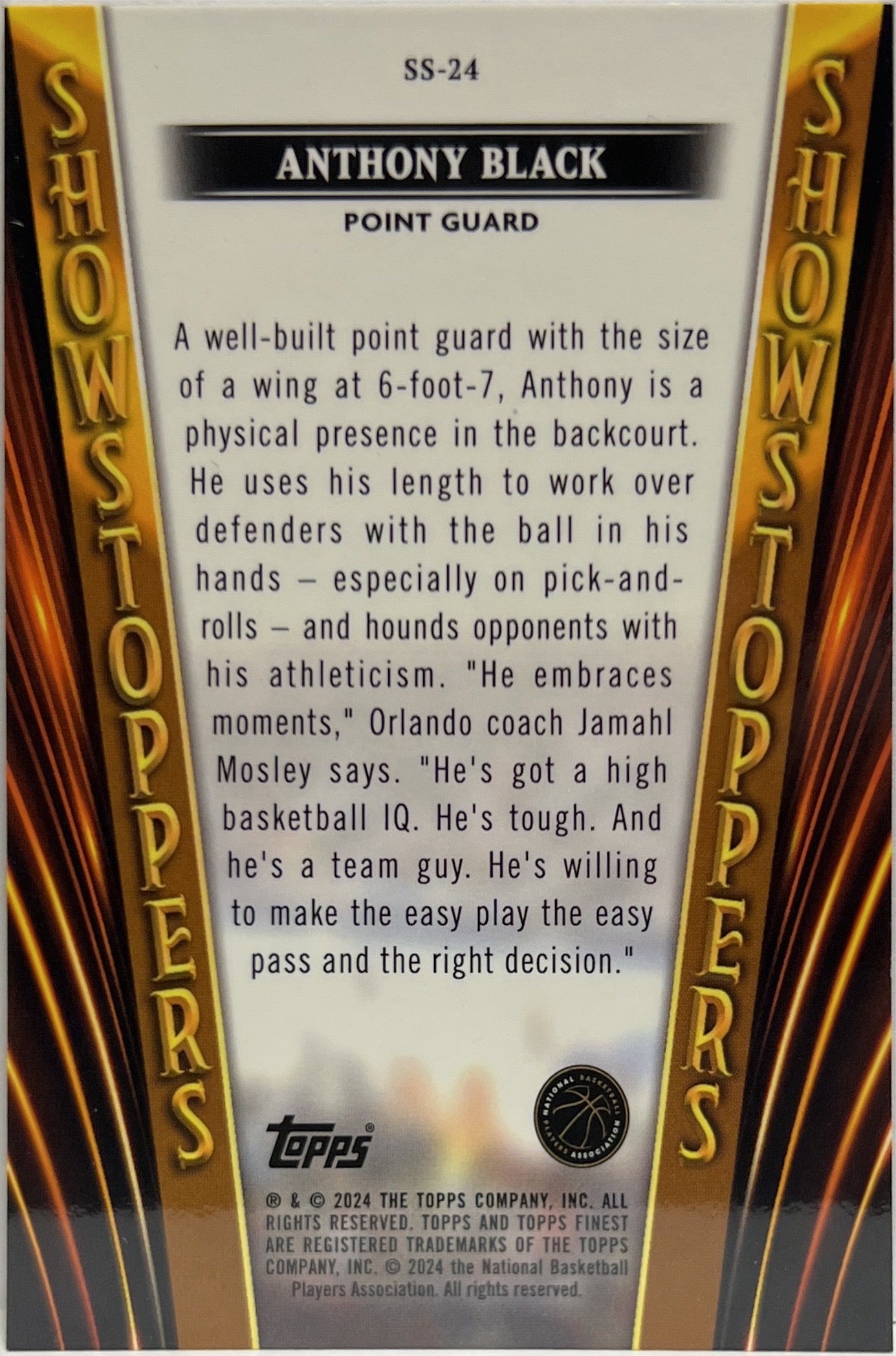 Anthony Black 43/50 Rookie Showstoppers old Topps Finest NBA Basketball 2023/24