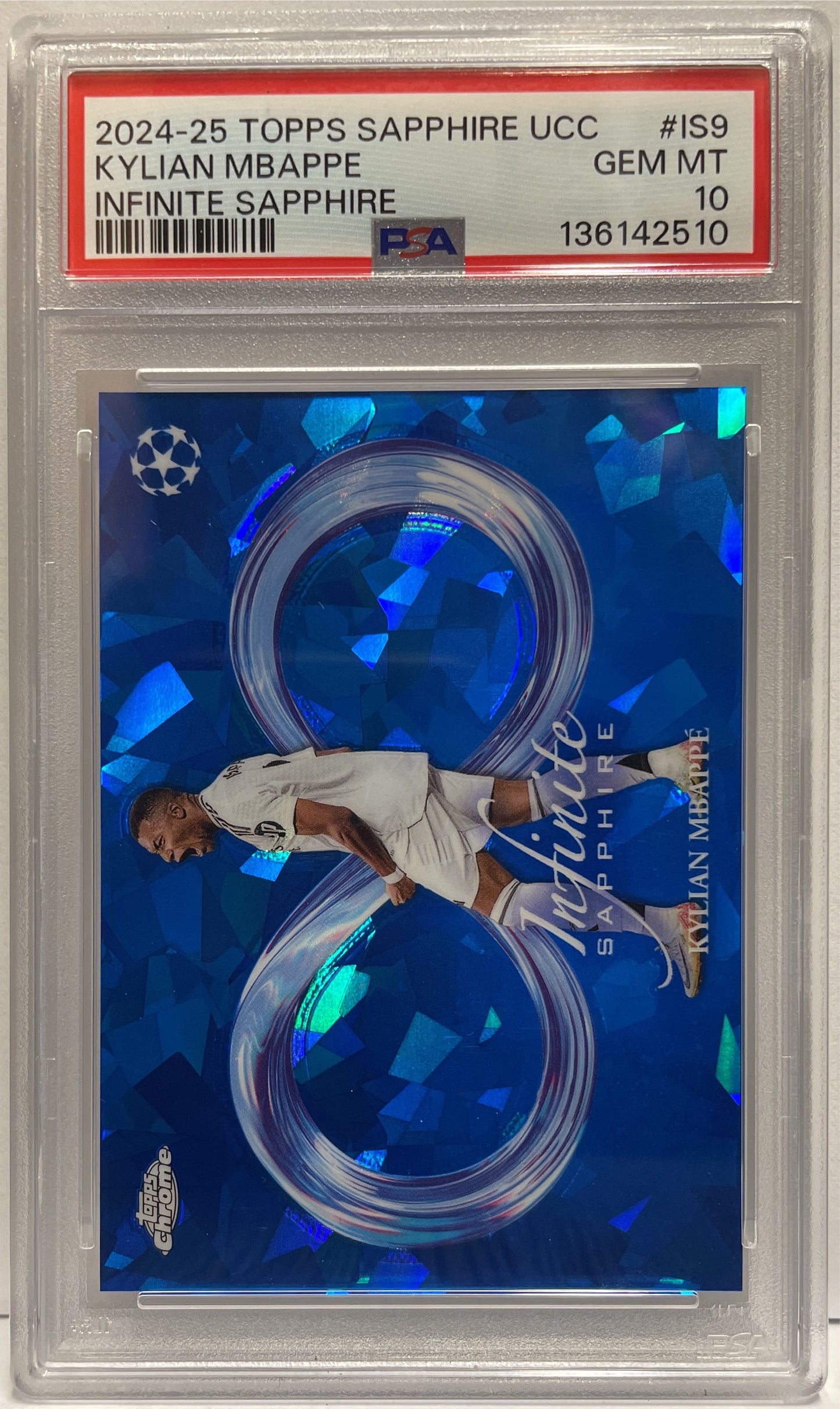 Kylian Mbappe Infinite Sappire Topps Chrome Sapphire UCC 2024/25 PSA 10