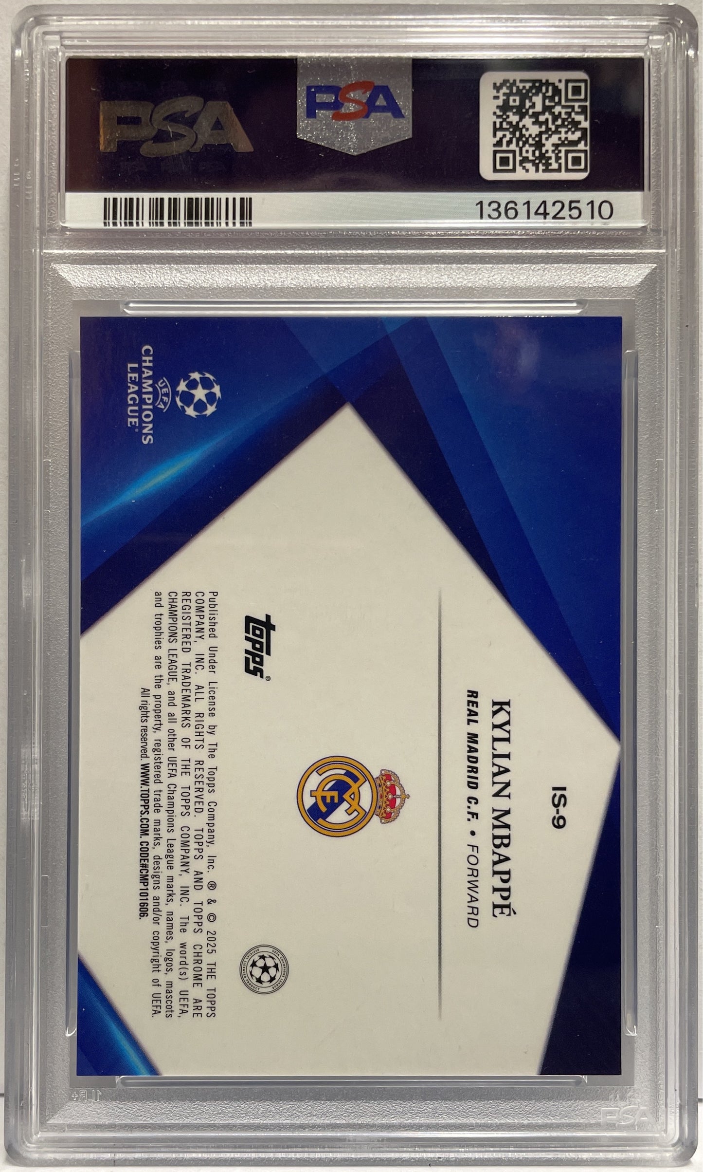 Kylian Mbappe Infinite Sappire Topps Chrome Sapphire UCC 2024/25 PSA 10