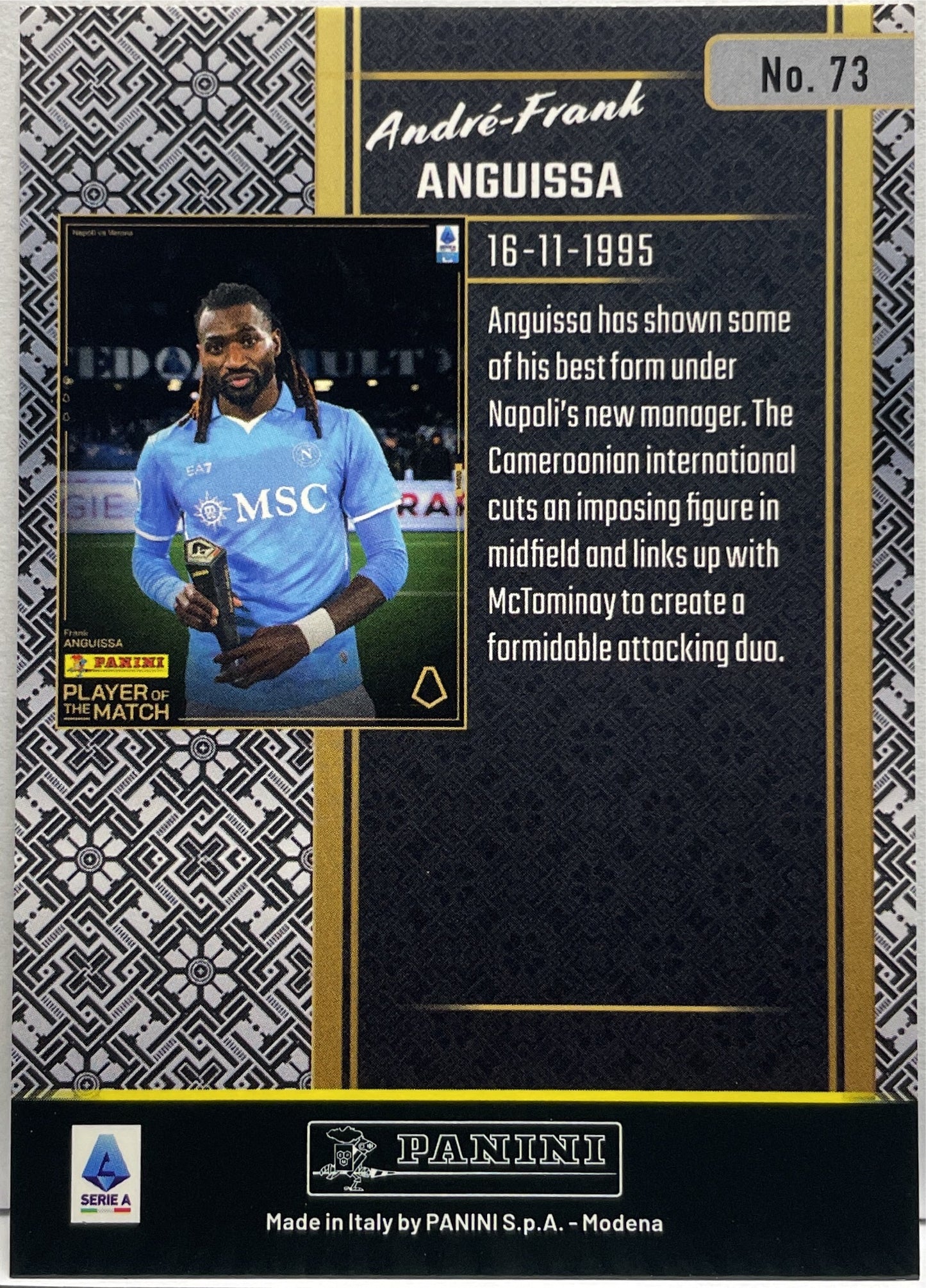 Andre Frank Anguissa 1/1 Panini Player Of The Match 2024/25