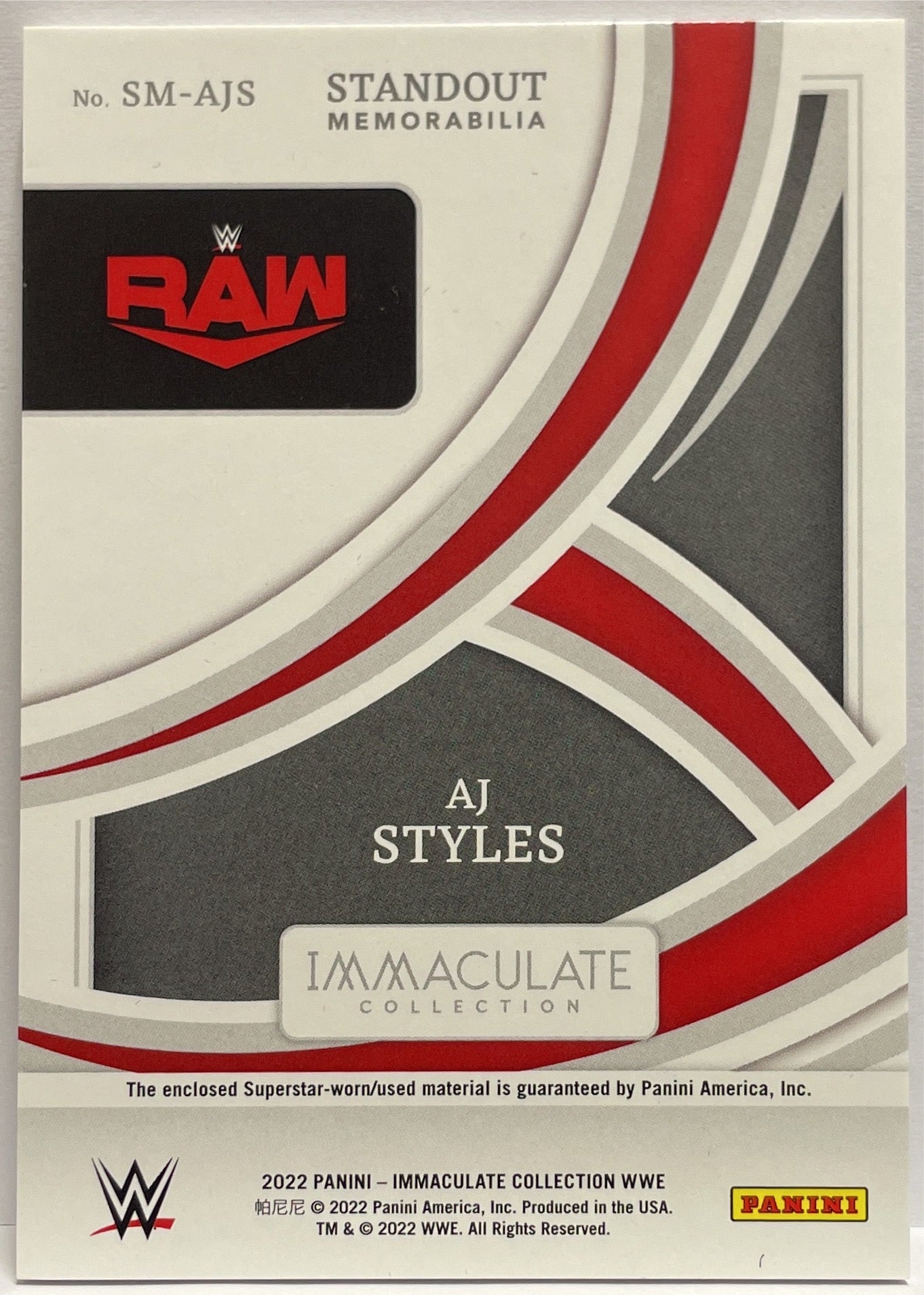 Aj Styles 36/99 Patch Standout Immaculate WWE 2022
