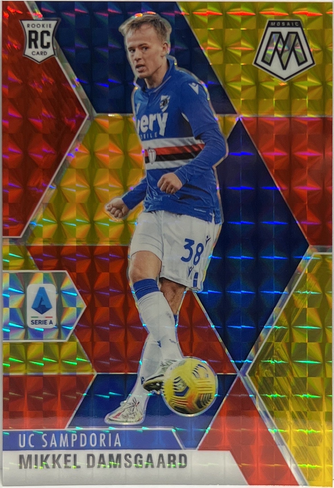 Mikkel Damsgaard 79/88 Rookie Red & Gold Mosaic Serie A 2020/21