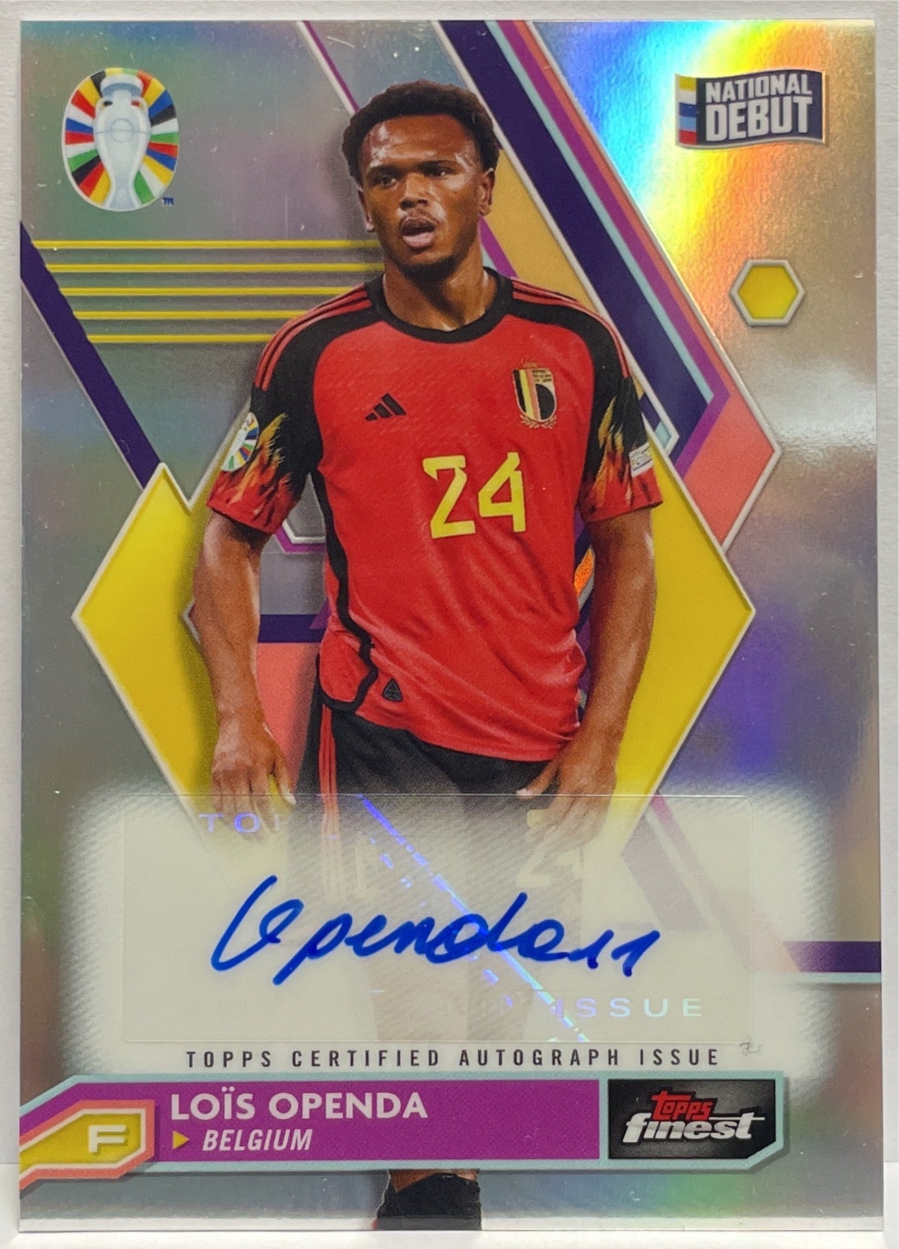 Lois Openda Autograph National Debut Topps Finest Road To Uefa Euro 2024
