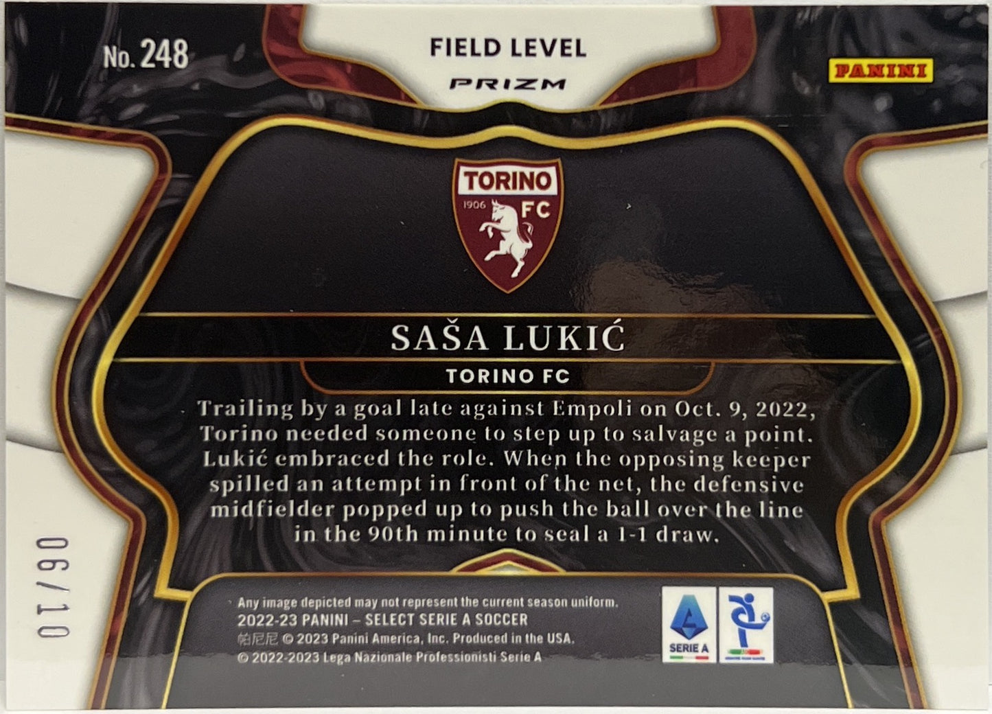 Sasa Lukic 6/10 Field Level Gold Select Serie A 2022/23