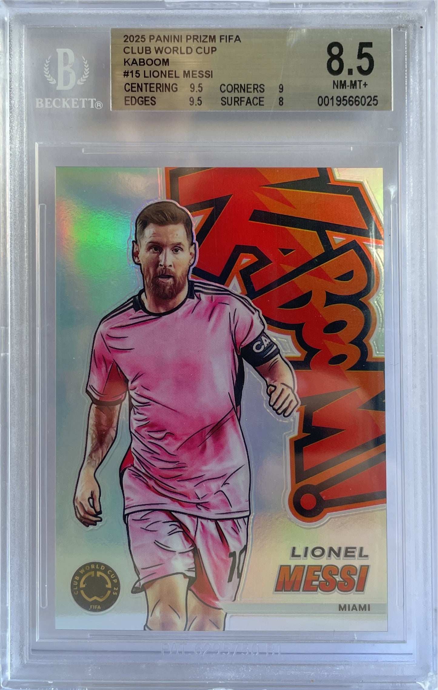Lionel Messi Kaboom Panini Prizm World Cup Club 2025 Beckett 8.5
