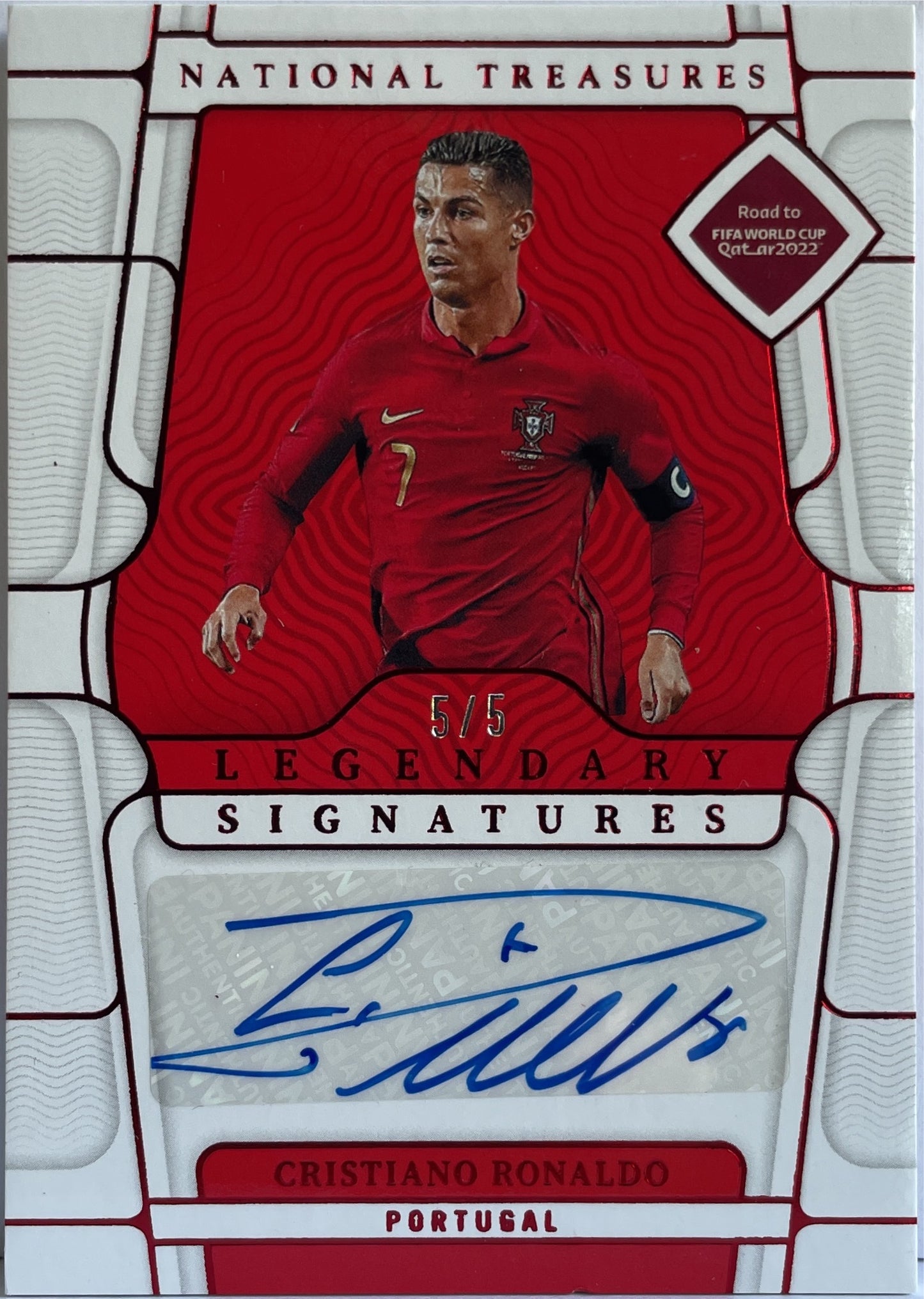 Cristiano Ronaldo 5/5 Autograph Panini National Treasure Road To World Cup Qatar 2022