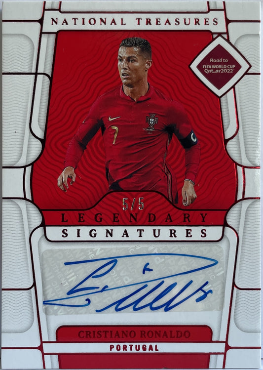 Cristiano Ronaldo 5/5 Autograph Panini National Treasure Road To World Cup Qatar 2022