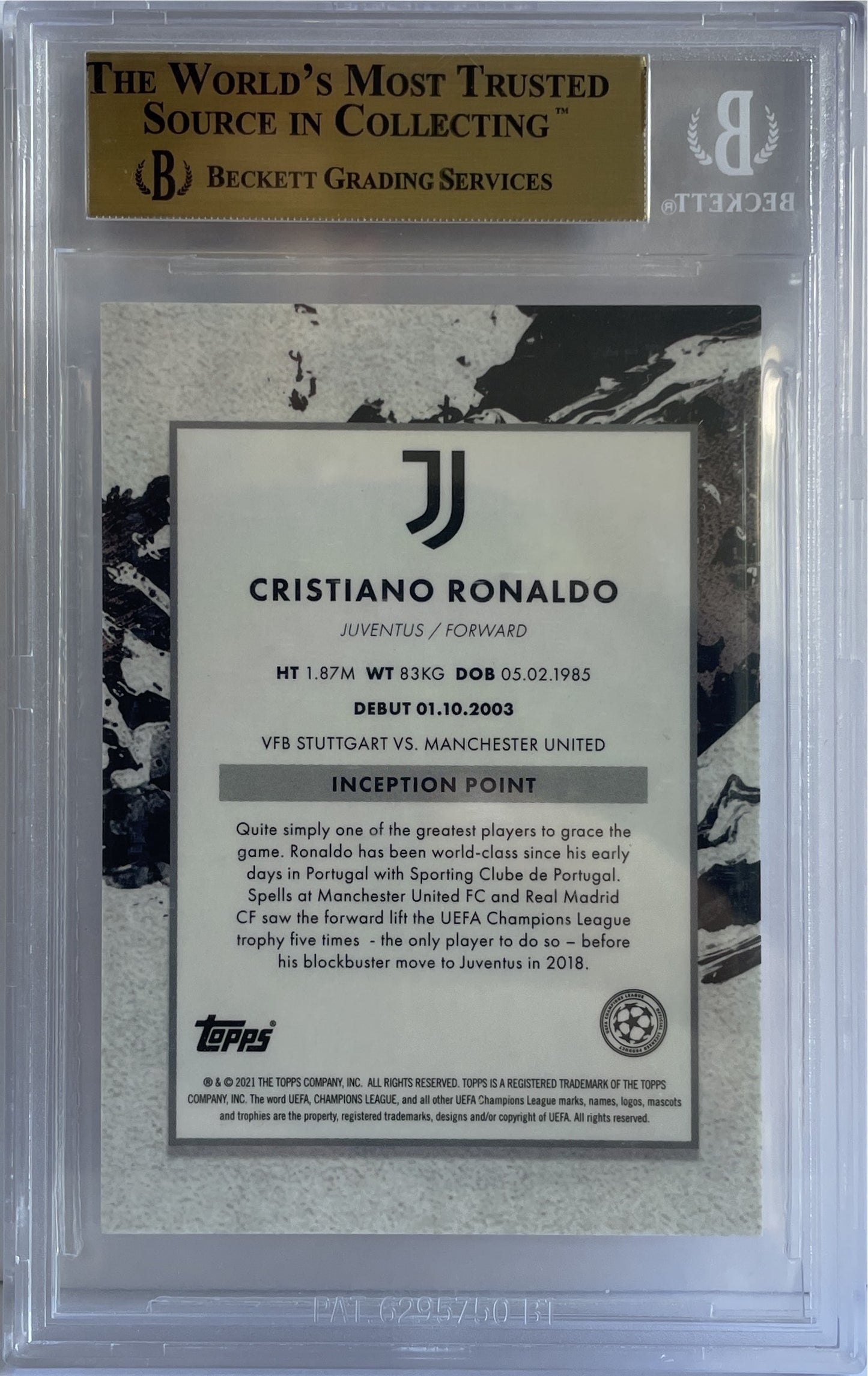 Cristiano Ronaldo 5/5 Magnificent 7 Orange Topps Inception 2020/21 Beckett 9.5
