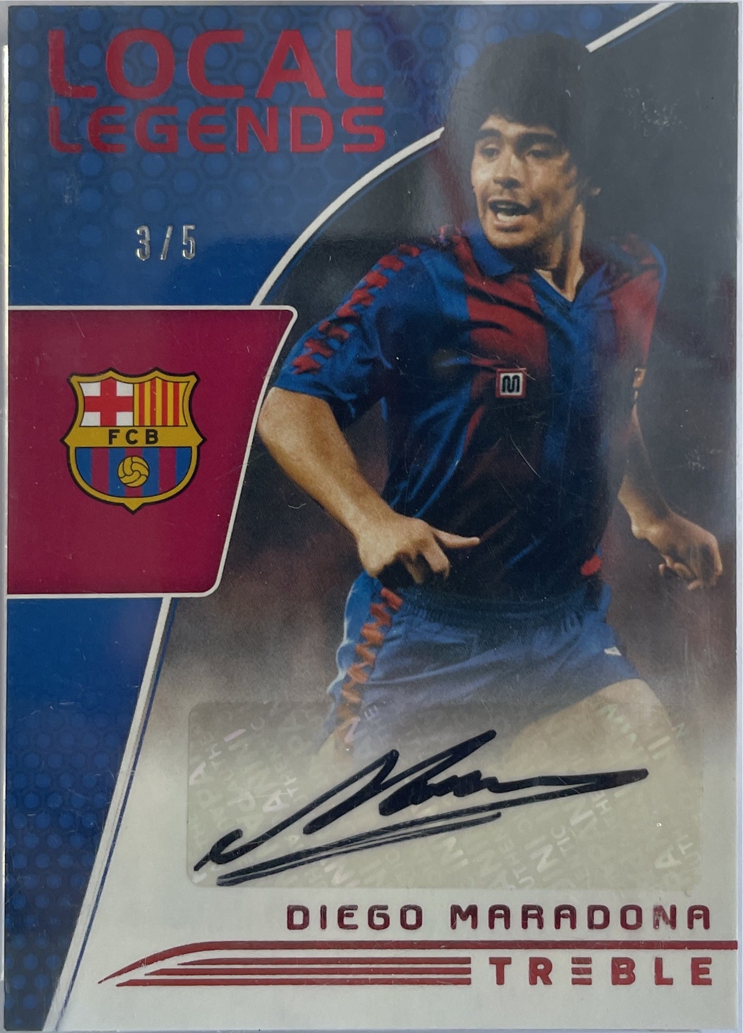 Diego Maradona 3/5 Autograph Local Legends Panini Treble 2018/19