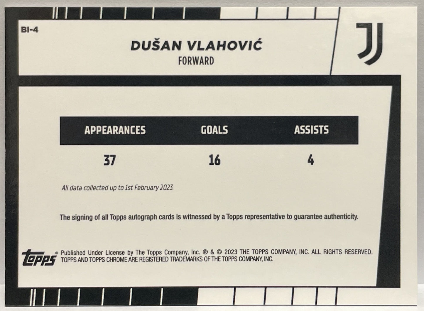 Dusan Vlahovic 90/99 Autograph Bianconero Topps Chrome Juventus 2022/23