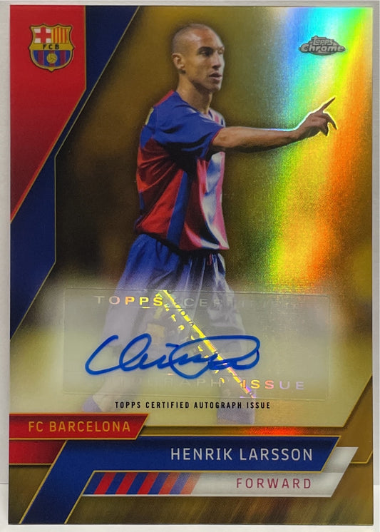 Henrik Larsson 15/50 Autograph Gold Topps Chrome Barcellona 2022/23