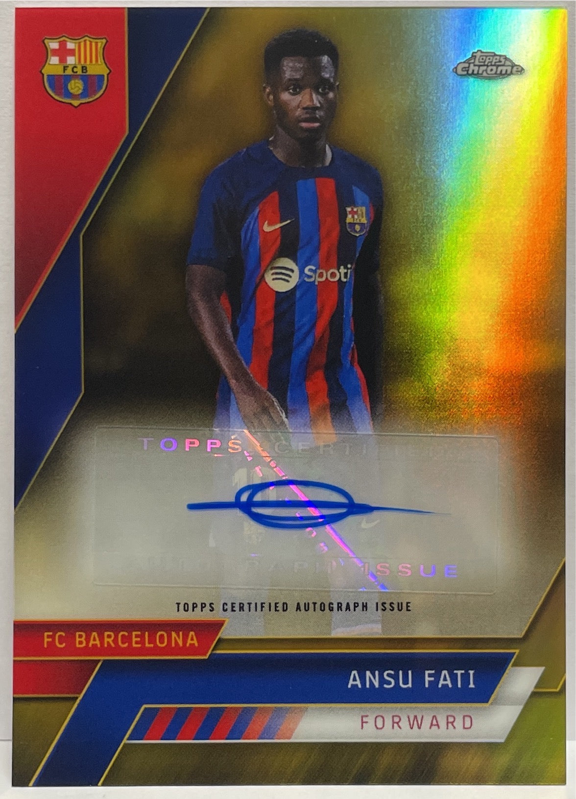 Ansu Fati 5/50 Autograph Gold Topps Chrome Barcellona 2022/23