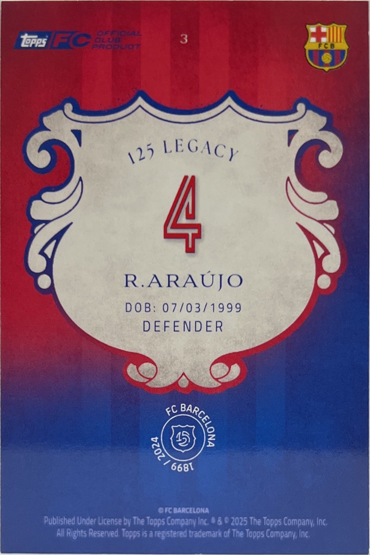 Ronald Araujo 131/150 Green Topps Barcelona 125 2024/25
