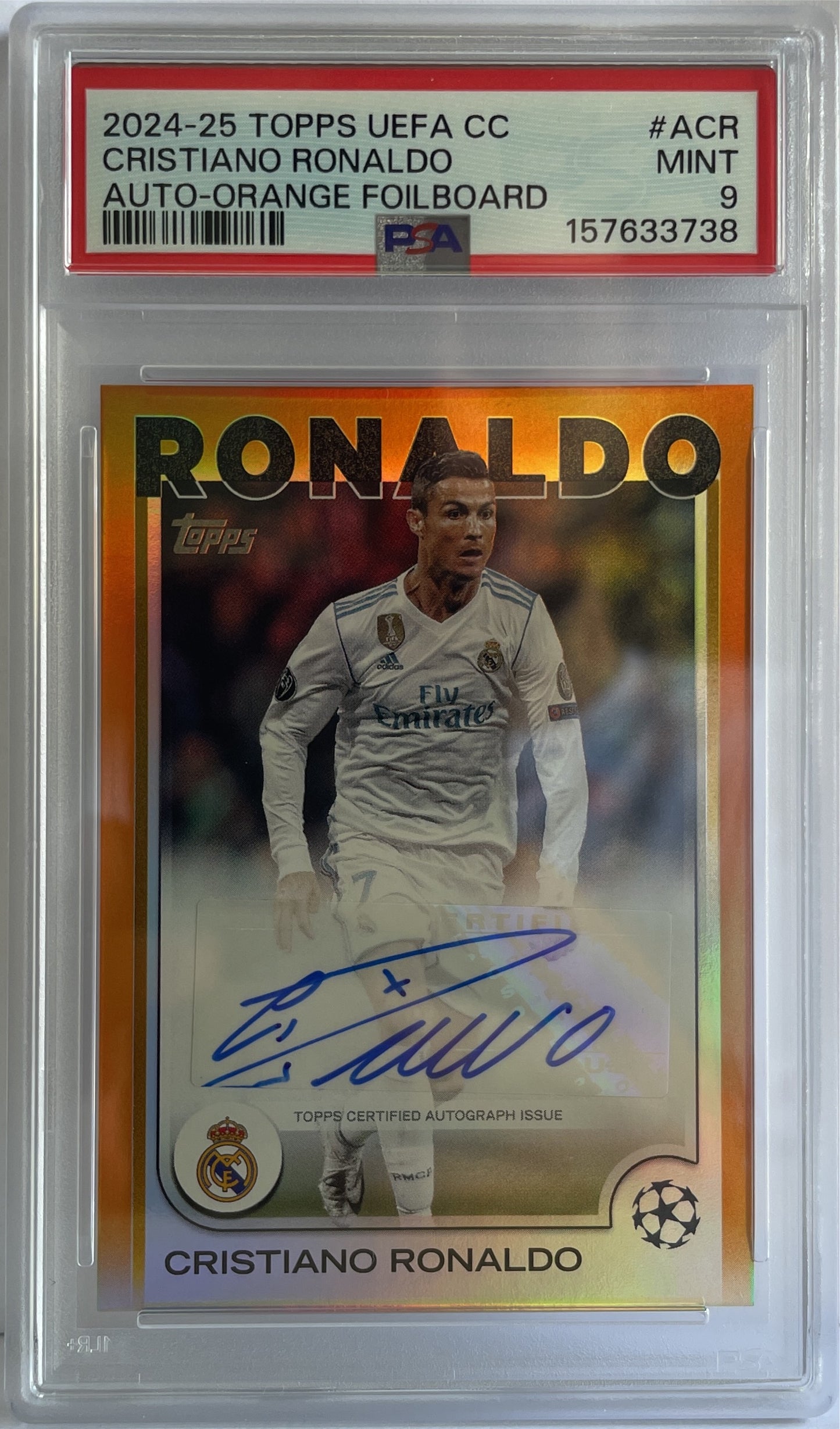 Cristiano Ronaldo 18/25 Autograph Orange Topps UCC 2024/25