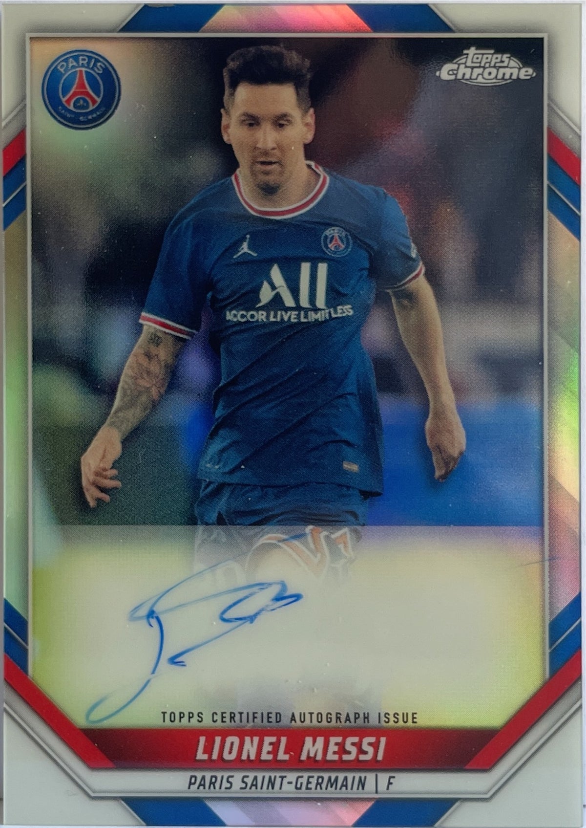 Lionel Messi Autograph On Card Topps Chrome PSG 2021/22