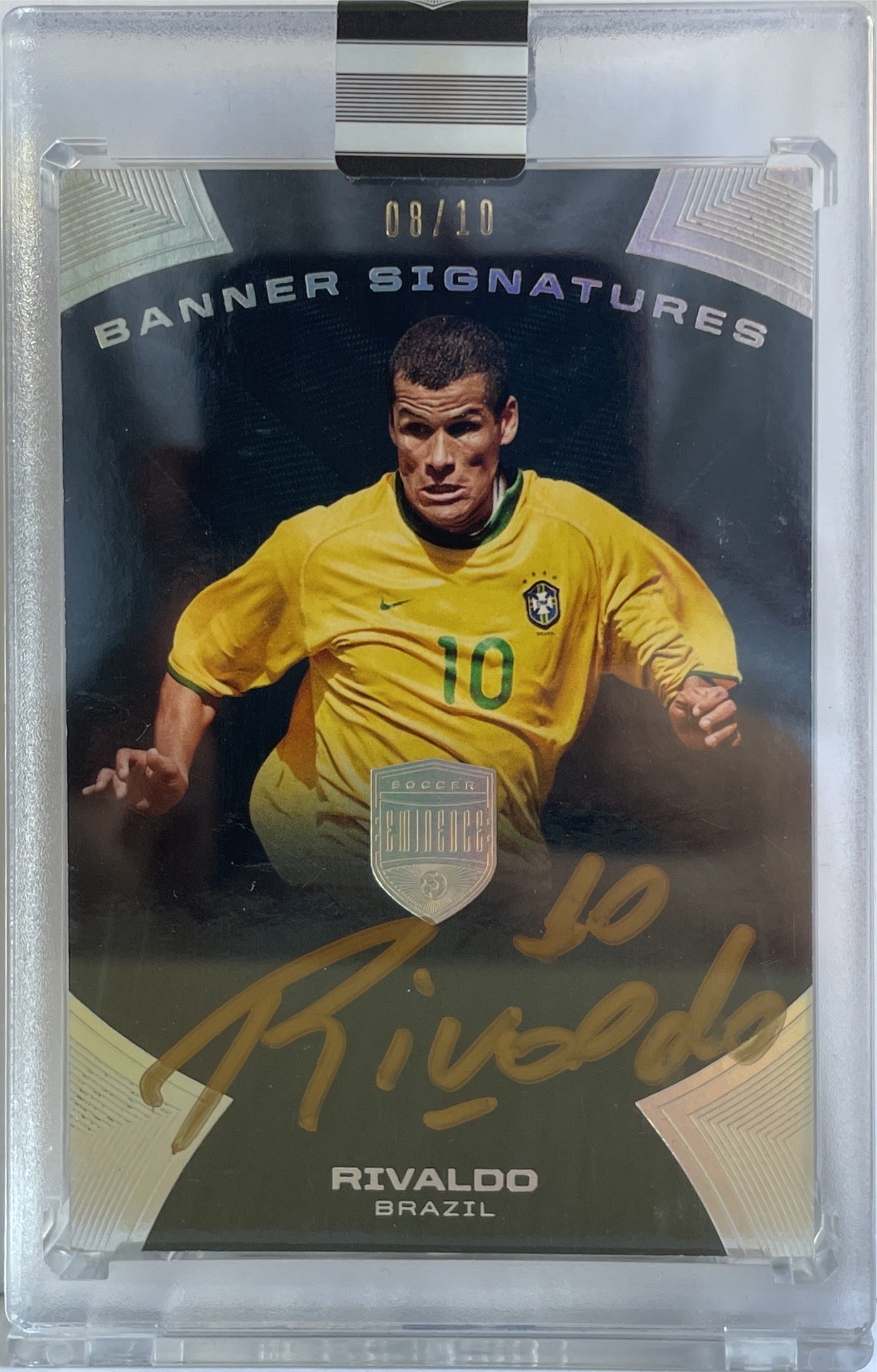 Rivaldo 8/10 Autograph On Card Banner Signatures Panini Eminence 2018