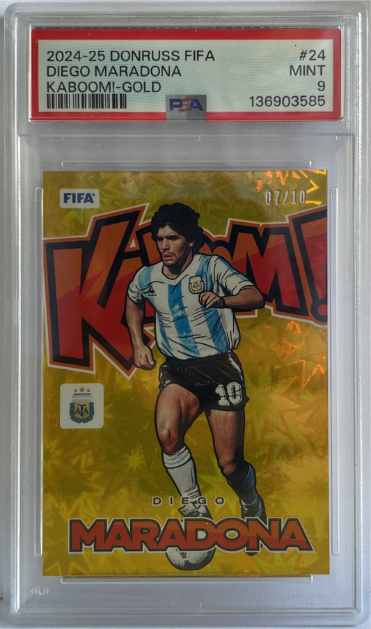 DIego Maradona 7/10 Kaboom Gold Panini Donruss Fifa 2024/25 PSA 9
