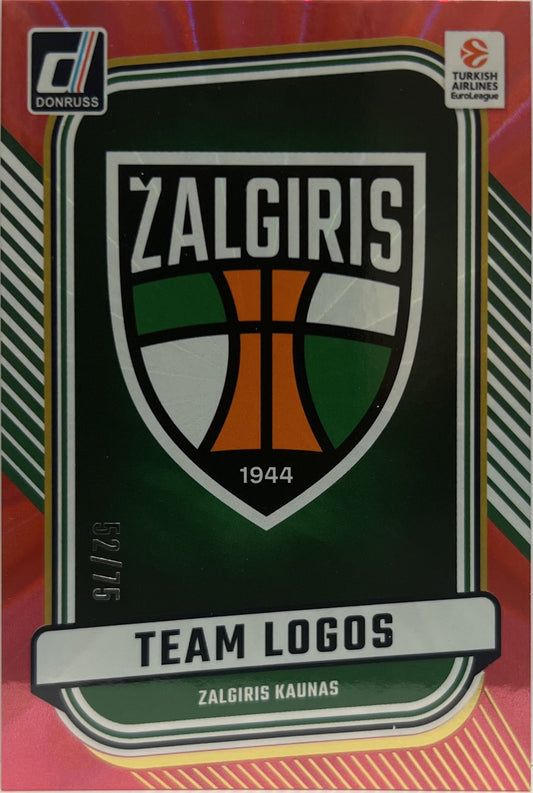 Zalgiris Team Logos Kaunas 52/75 Red Donruss Euroleague Basketball 2024/25