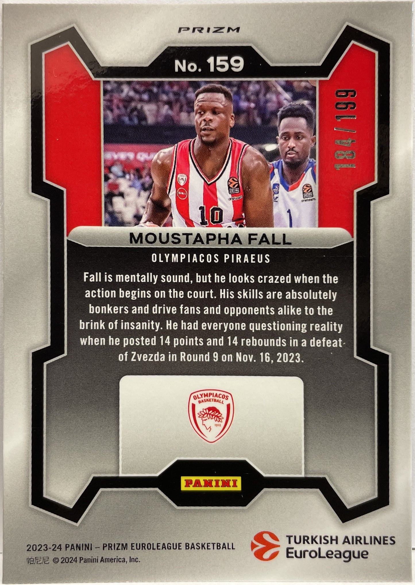 Moustapha Fall 184/199 Blue Prizm Euroleague Basketball 2023/24