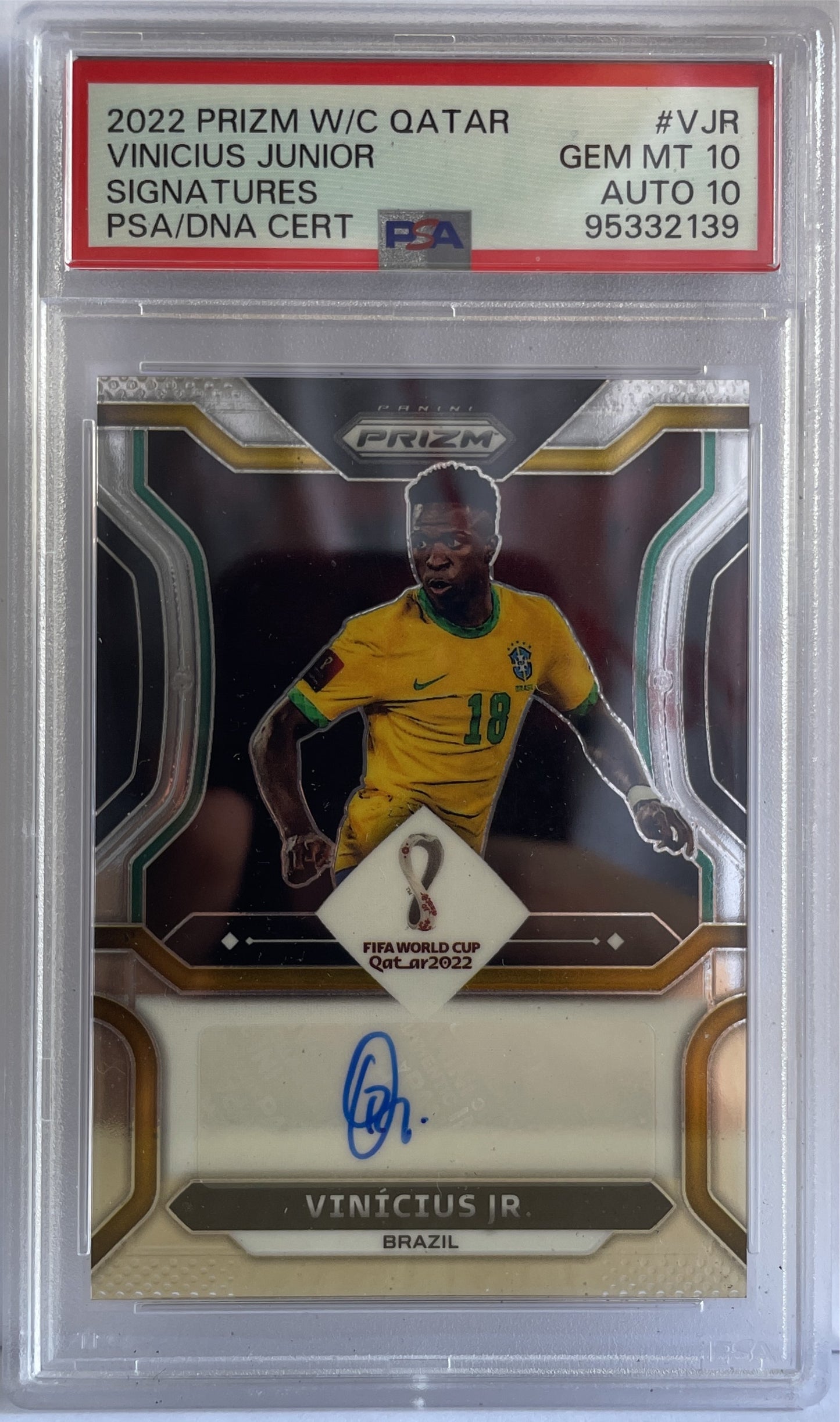 Vini Jr Autograph Panini Prizm World Cup Qatar 2022 PSA 10 Auto 10