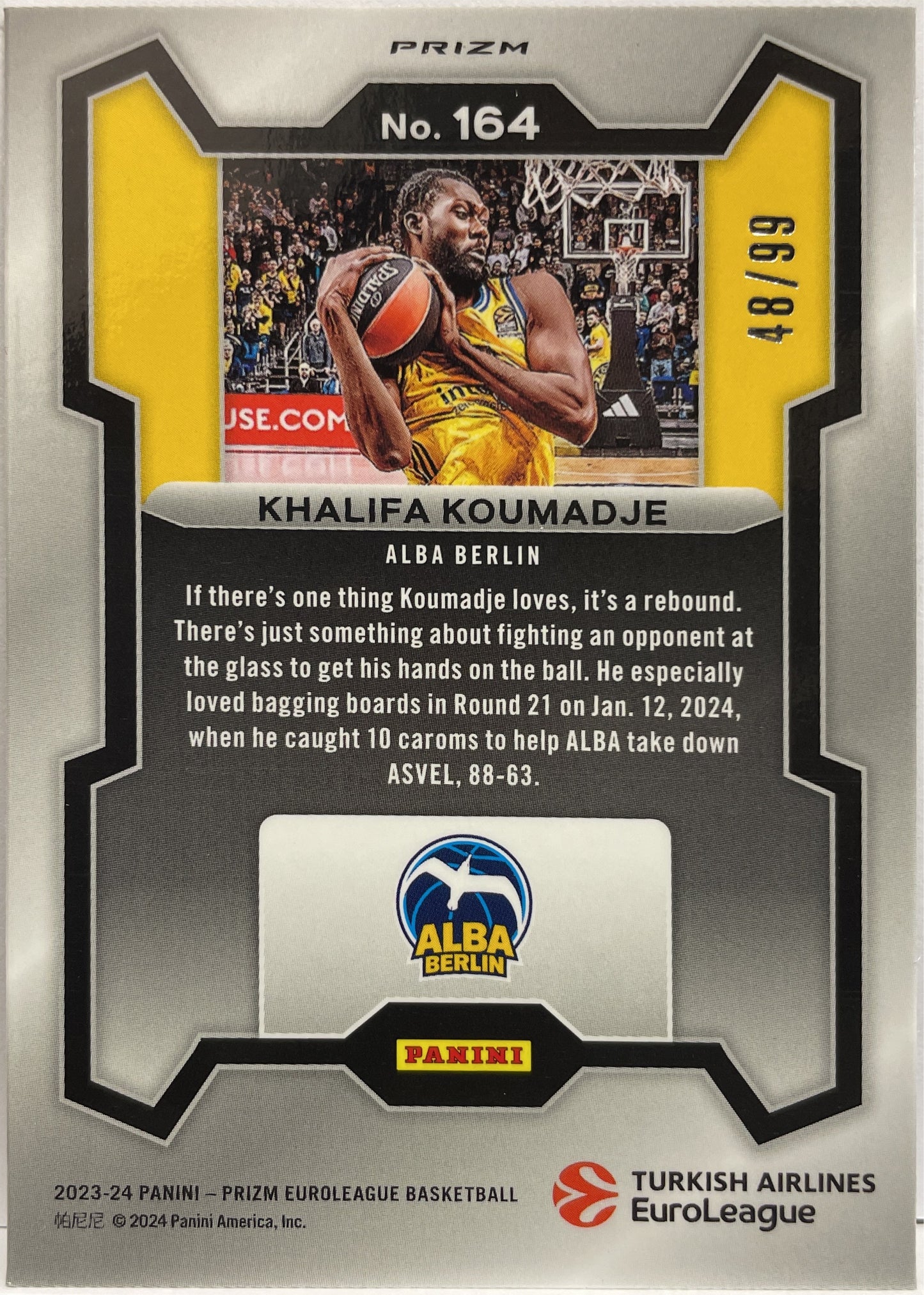 Khalifa Koumadje 48/99 Purple Prizm Euroleague Basketball 2023/24