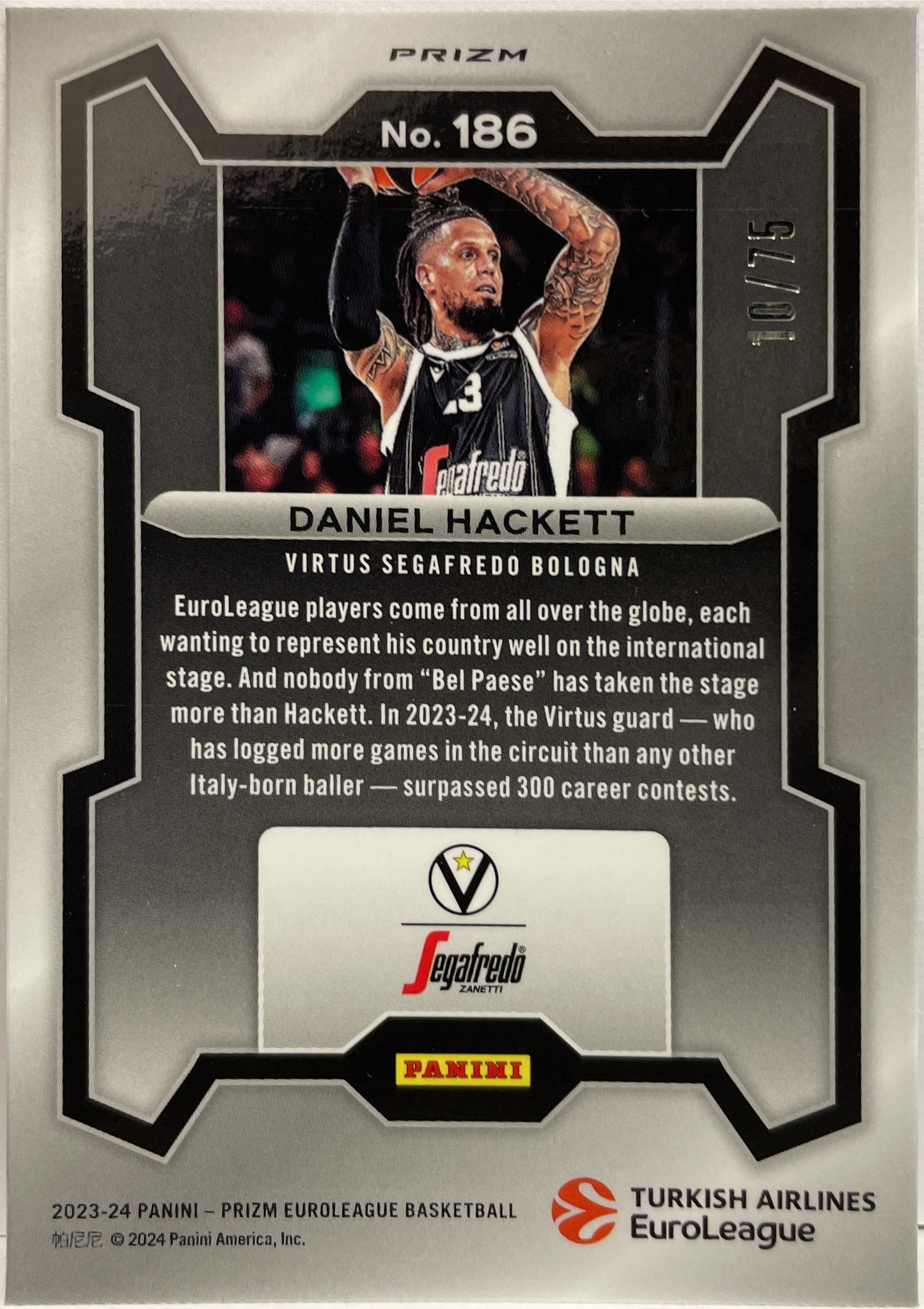 Daniel Hackett 10/75 Red Power Prizm Euroleague Basketball 2023/24