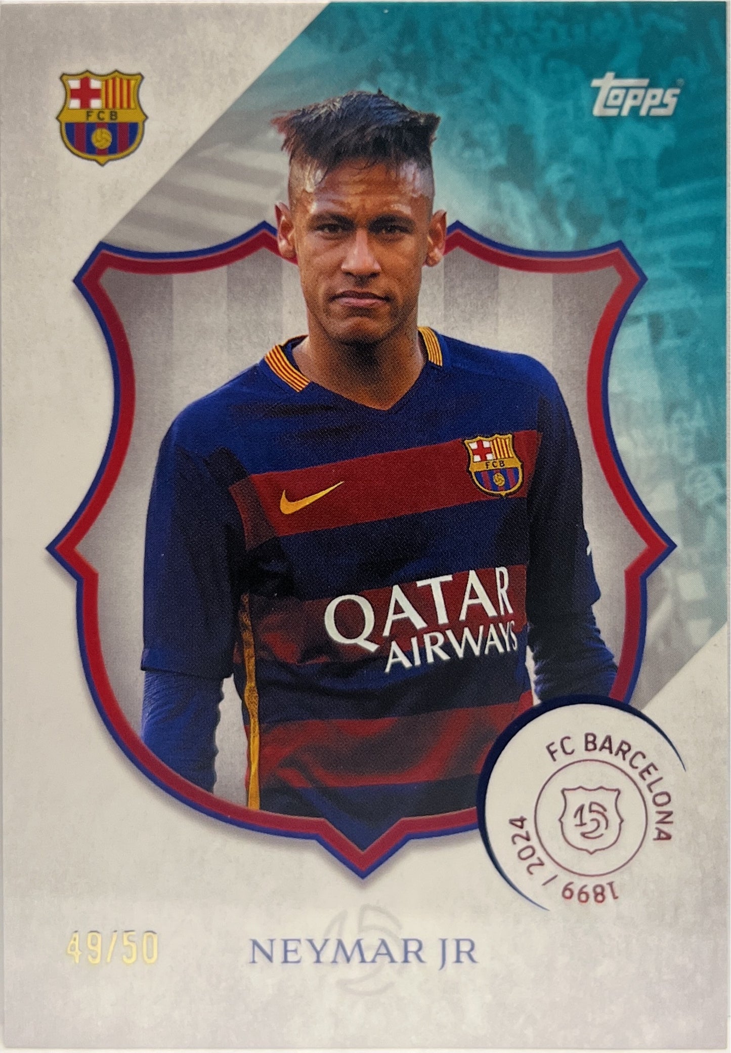 Neymar Jr 49/50 Aqua Topps Barcelona 125 2024/25