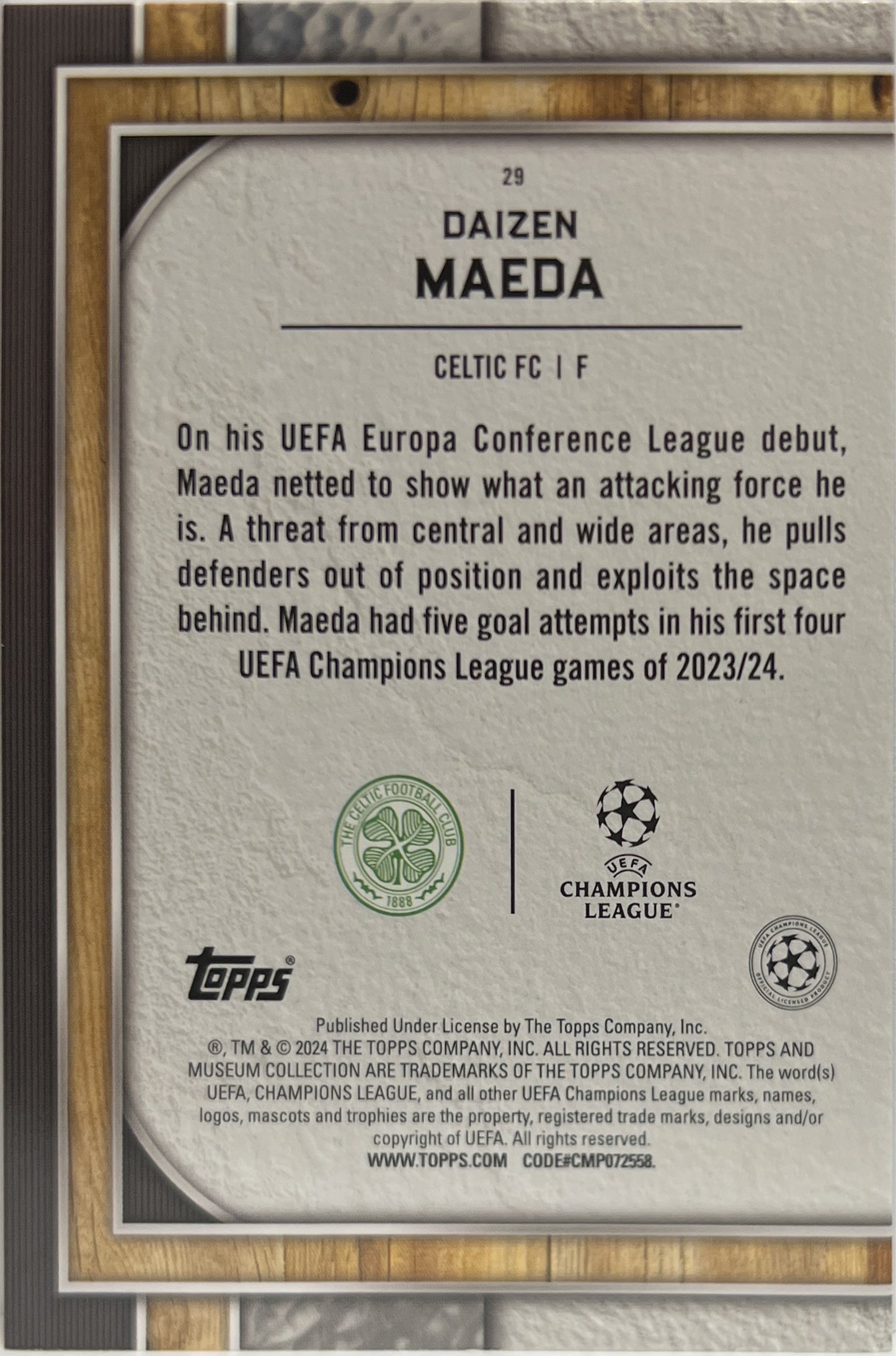 Daizen Maeda 7/50 Gold Topps Museum 2023/24