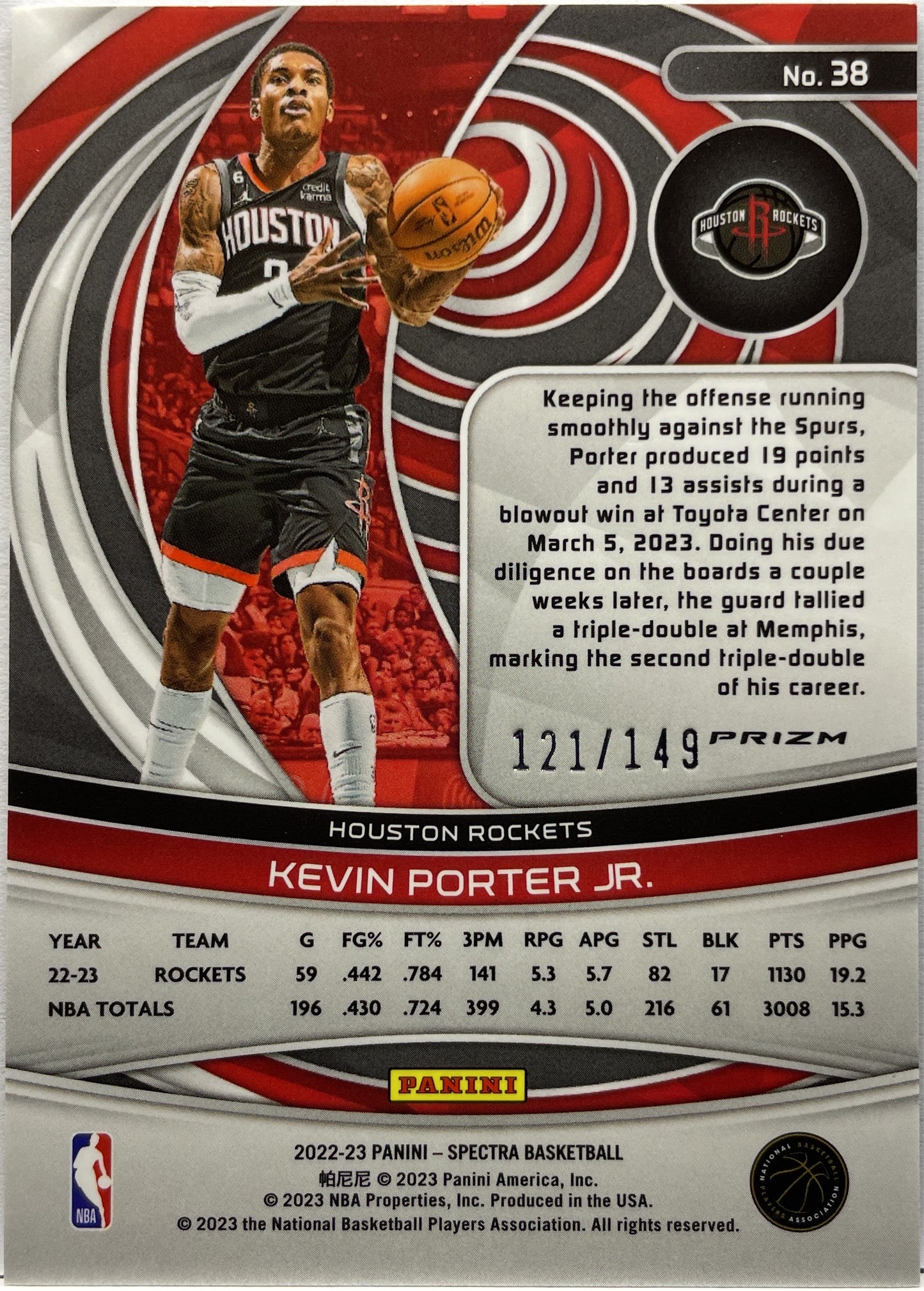 Kevin Porter Jr 121/149 Celestial Panini Spectra Basketball 2022/23