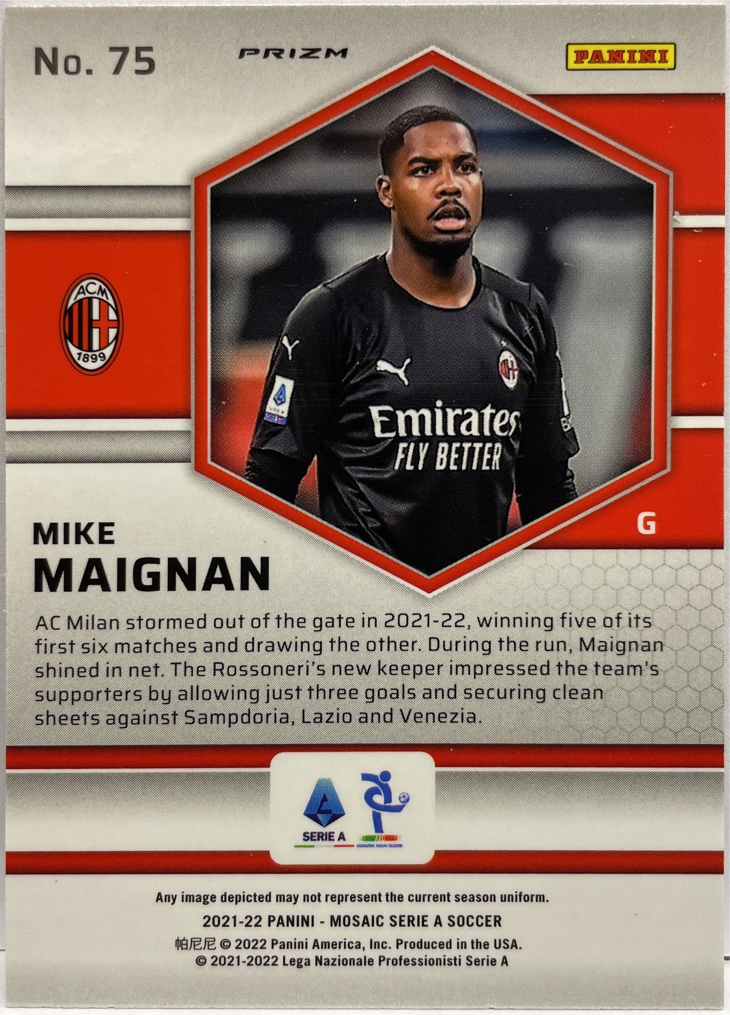 Mike Maignan Rookie Green/Red Mosaic T-Mall Serie A 2021/22