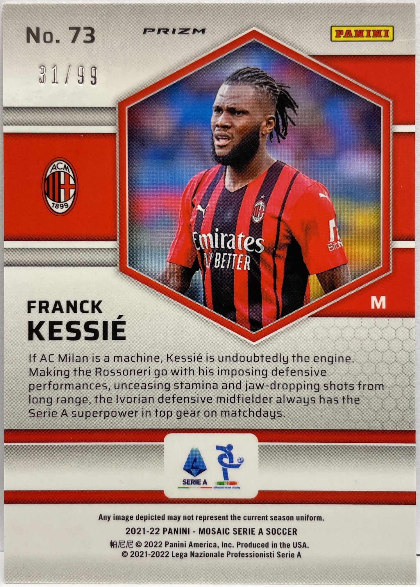 Franck Kessie 31/99 Blue Mosaic Serie A 2021/22