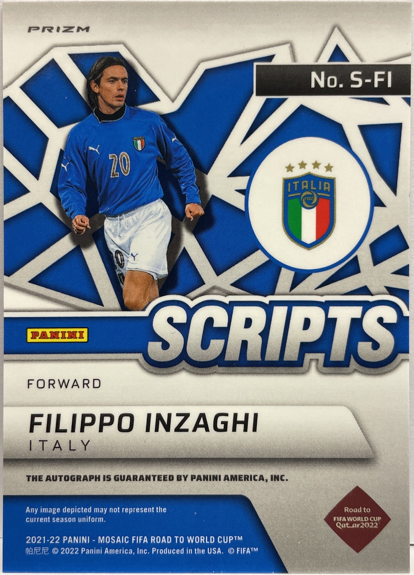 Filippo Inzaghi Autograph Scripts Mosaic Fifa Road To World Cup 2021/22