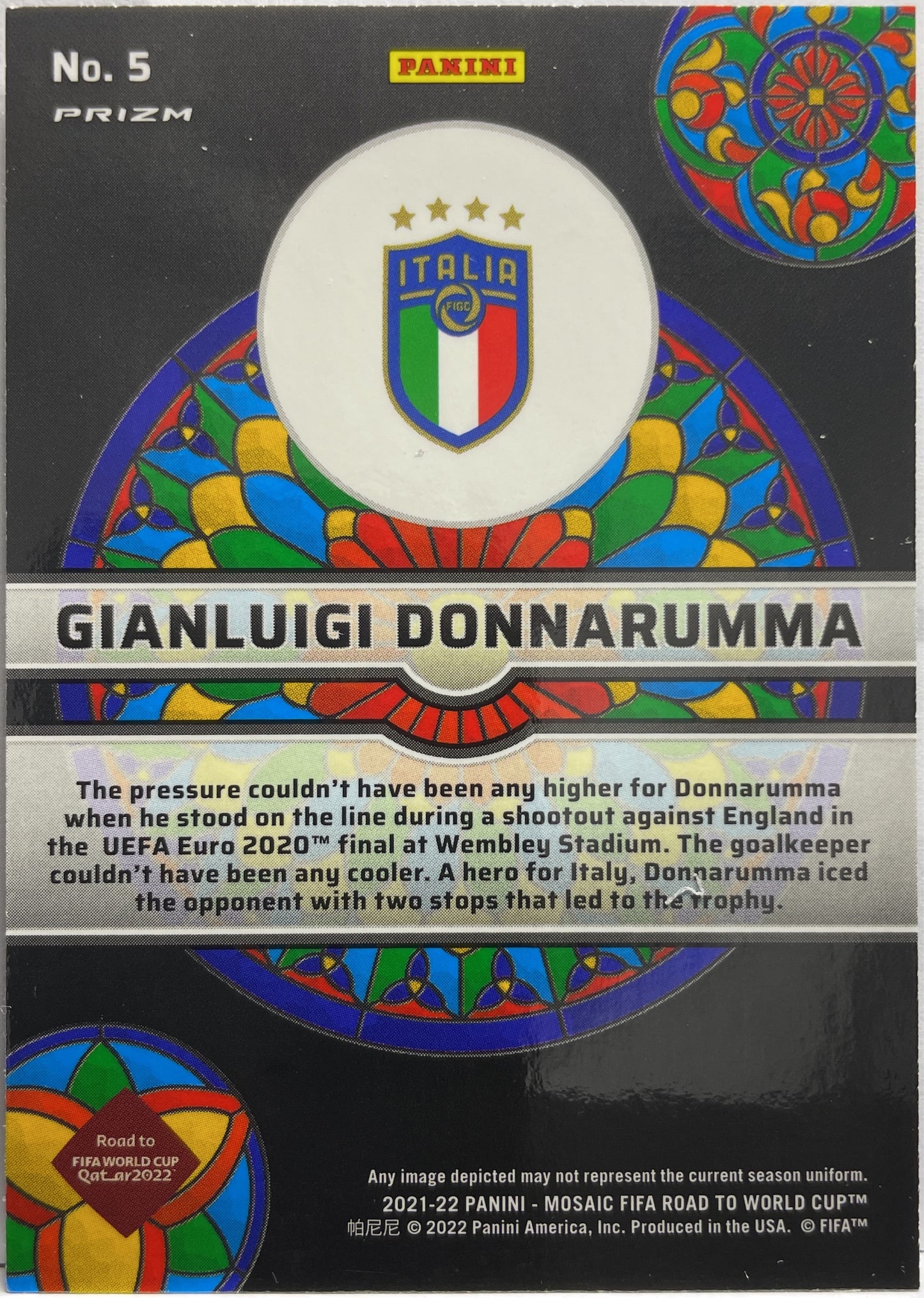 Gianluigi Donnarumma Stained Glass Mosaic Road To Qatar 2021/22