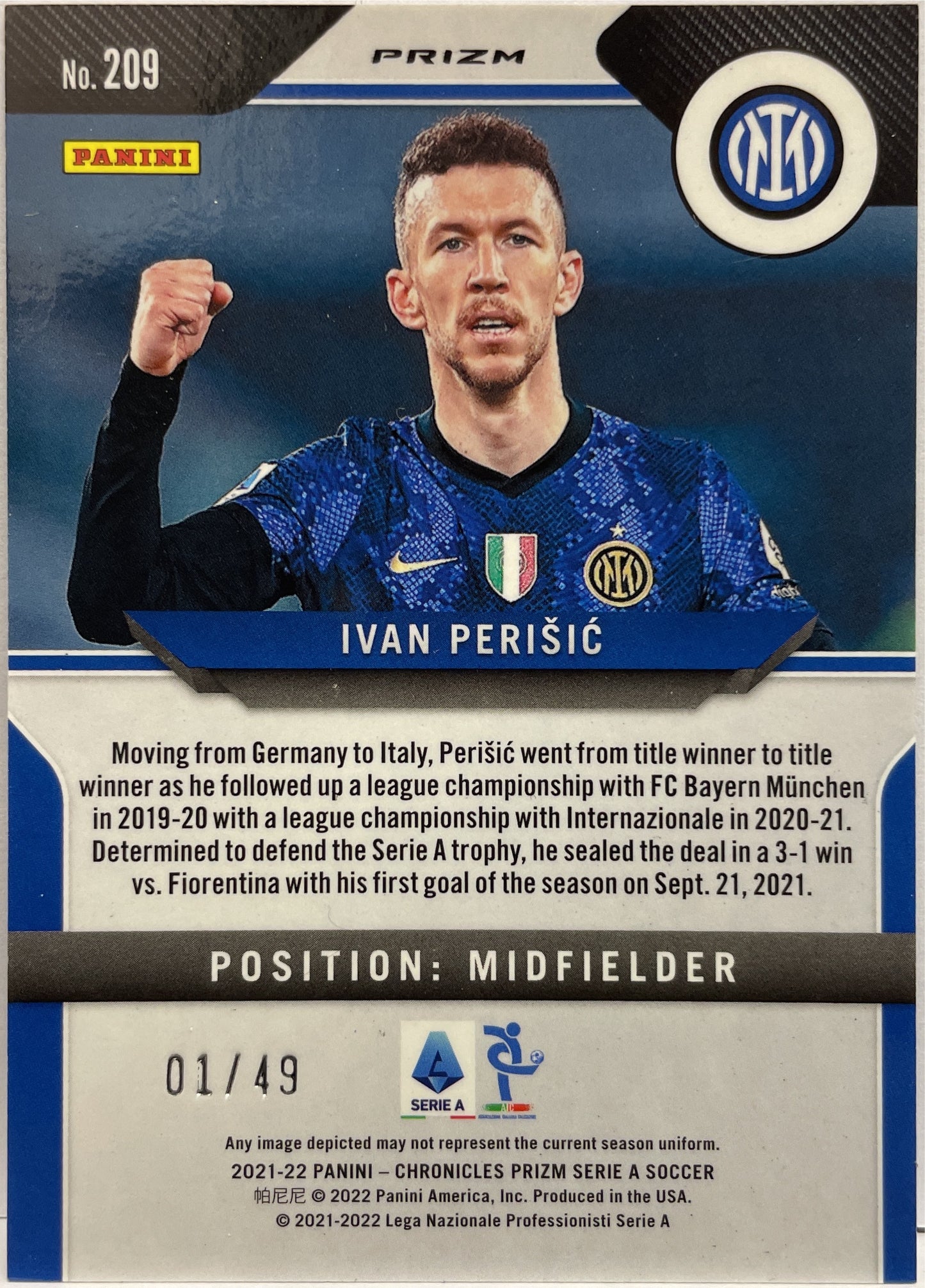 Ivan Perisic 1/49 Prizm Blue Chronicles 2021/22