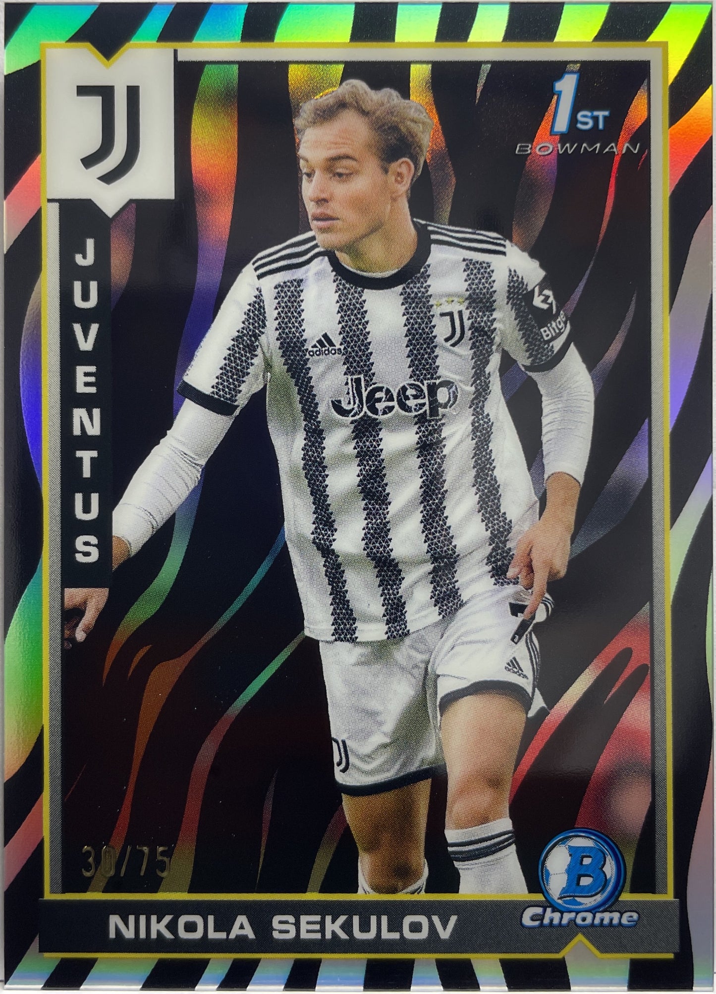 Nikola Sekulov 30/75 1ST Bowman Zebra Topps Chrome Juventus 2022/23