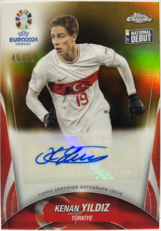 Kenan Yildiz 45/50 Autograph National Debut Gold Topps Finest Road To Uefa Euro 2024