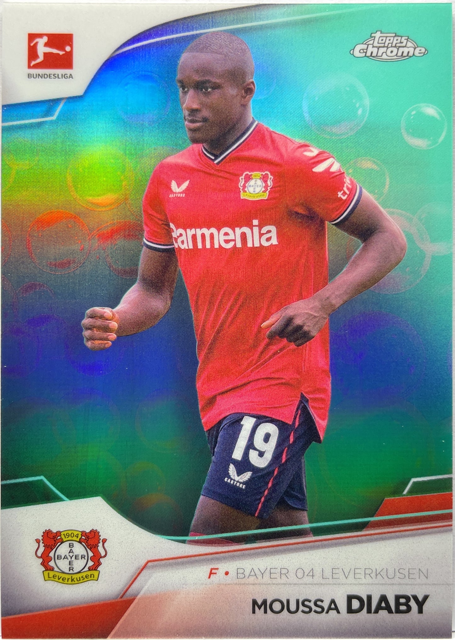 Moussa Diaby 189/275 Aqua Bubble Topps Chrome Bundesliga 2022/23