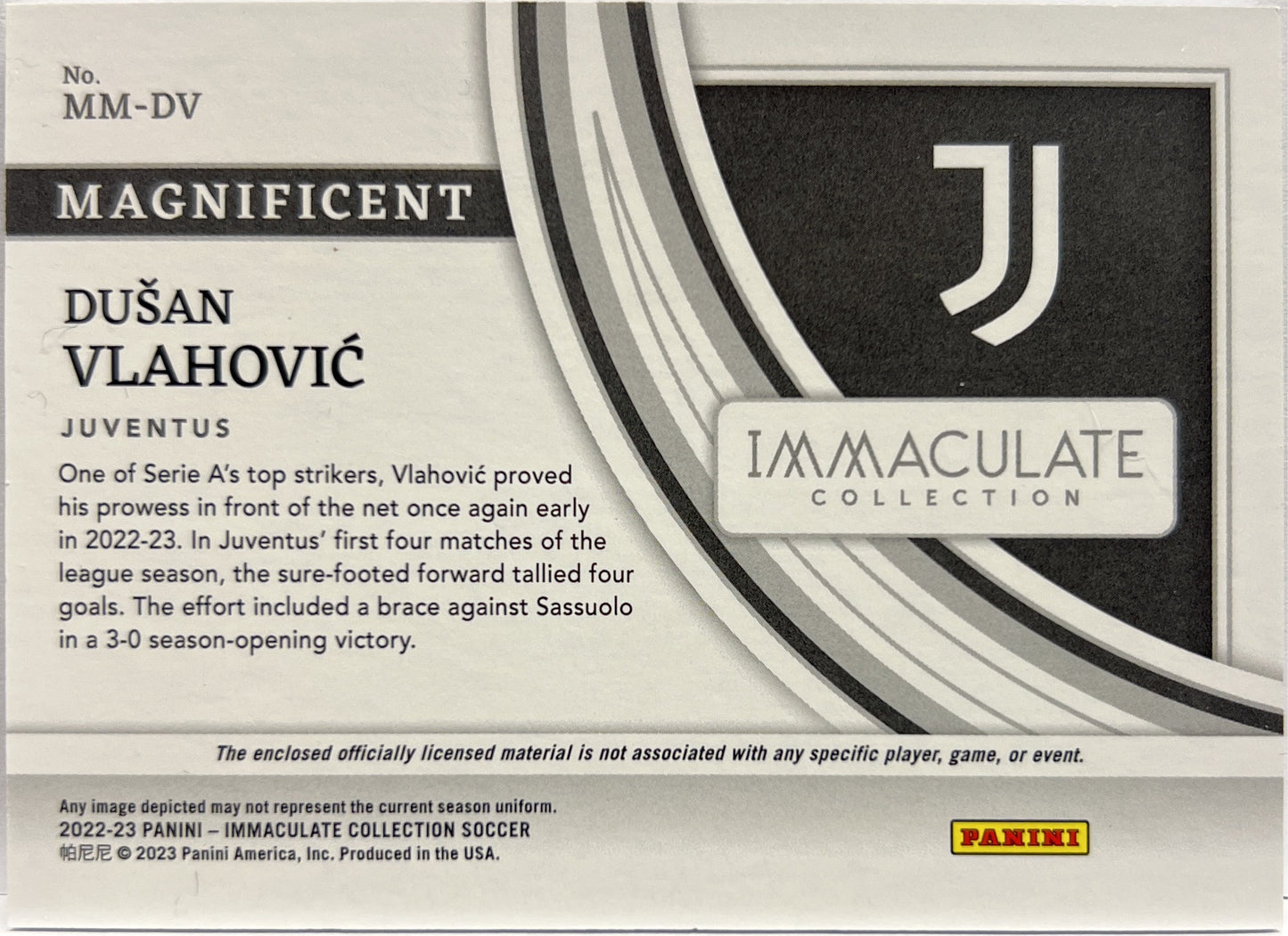 Dusan Vlahovic 8/99 Patch Magnificent Immaculate 2022/23