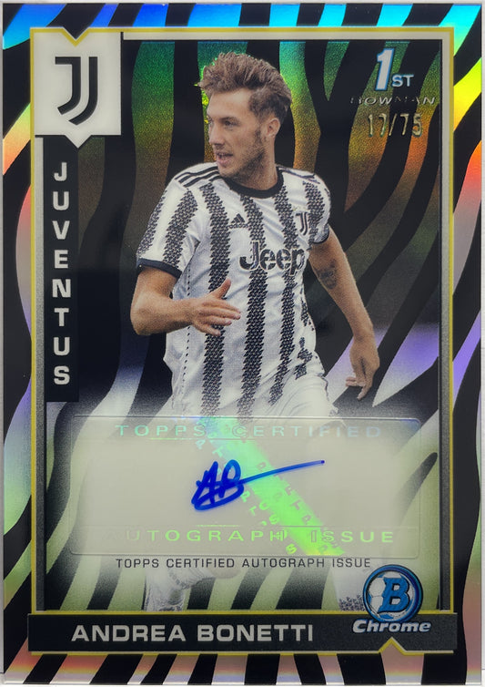 Andrea Bonetti 17/75 Autograph 1ST Bowman Zebra Topps Chrome Juventus 2022/23