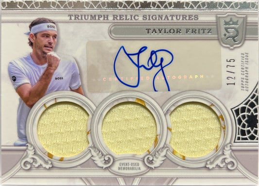 Taylor Fritz 12/75 Patch Autograph Triumph Relic Signature Topps Royalty Tennis 2024