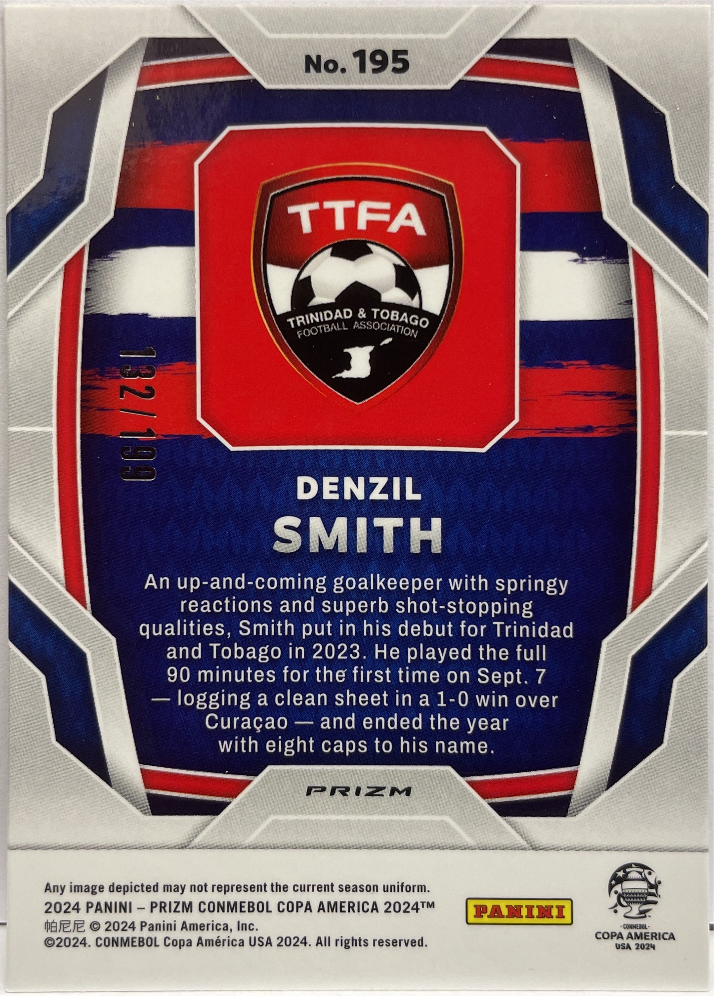 Denzil Smith 132/199 Rookie Red Prizm Copa America 2024