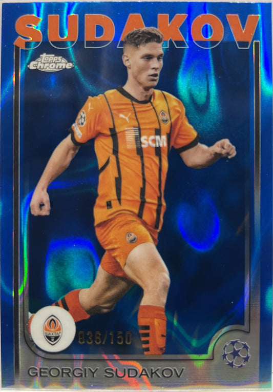 Georgiy Sudakov 36/150 Blue Lava Topps Chrome UCC 2024/25