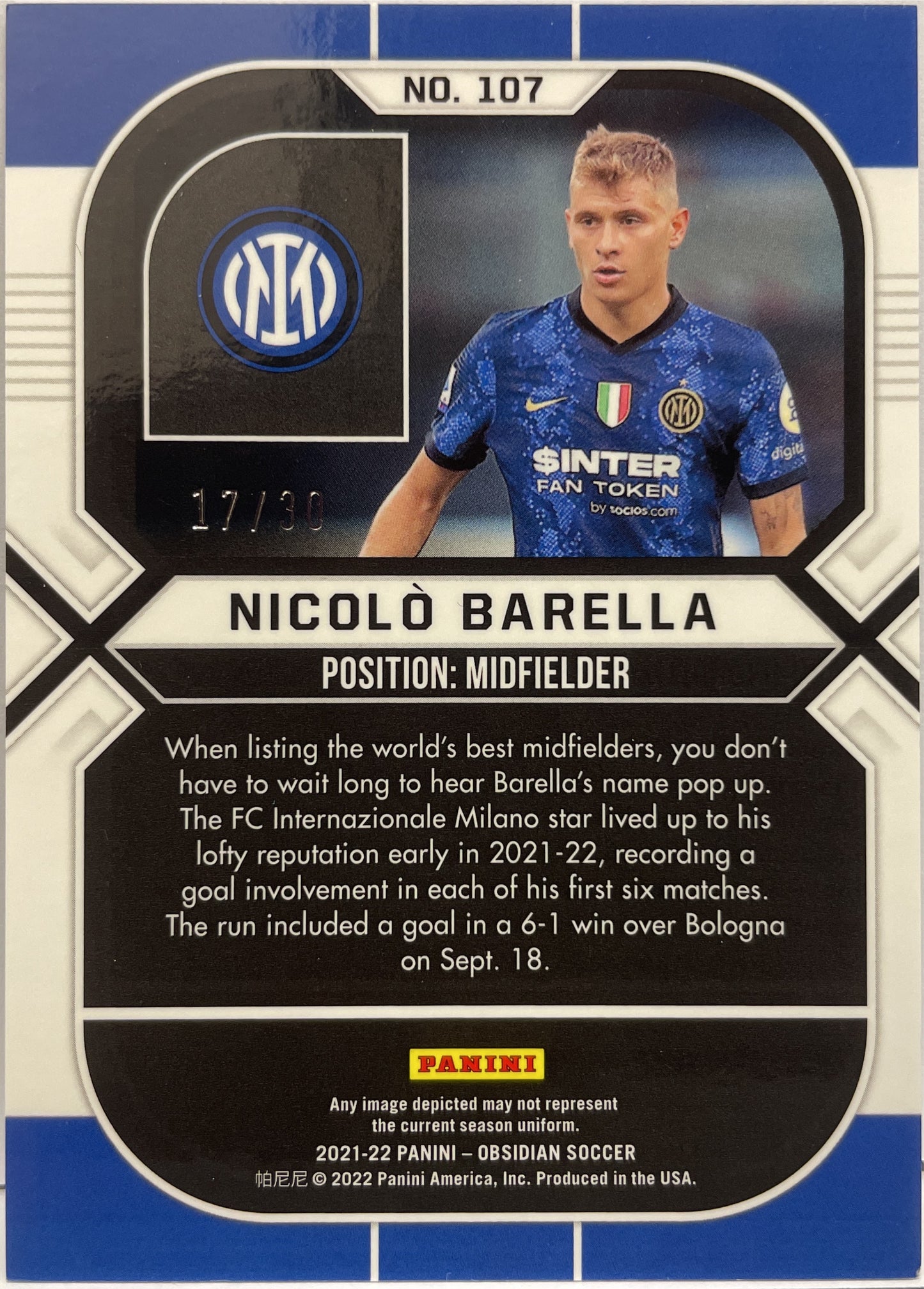 Nicolo Barella 17/30 Obsidian 2021/22