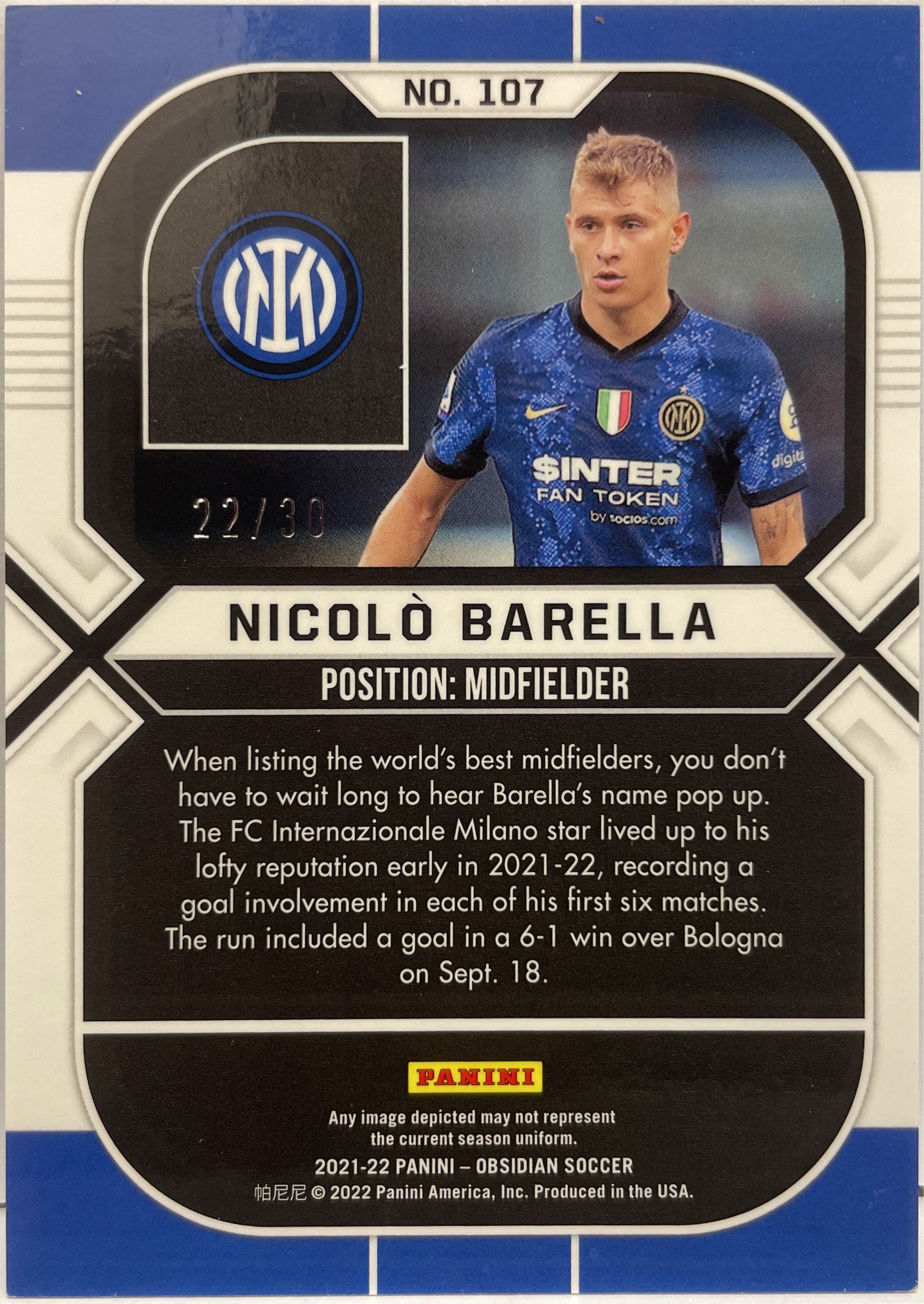 Nicolo Barella 22/30 Obsidian 2021/22