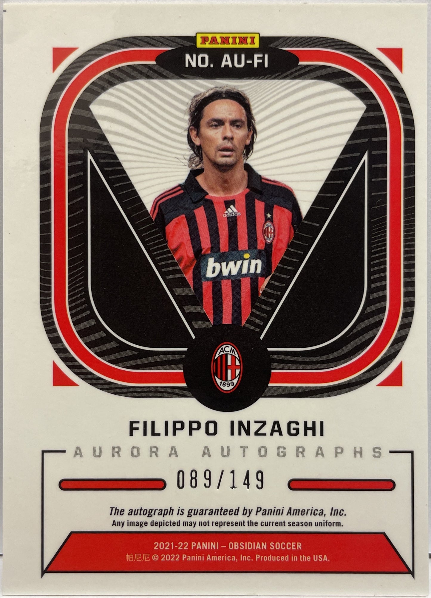 Filippo Inzaghi 89/149 Autograph Aurora Obsidian 2021/22