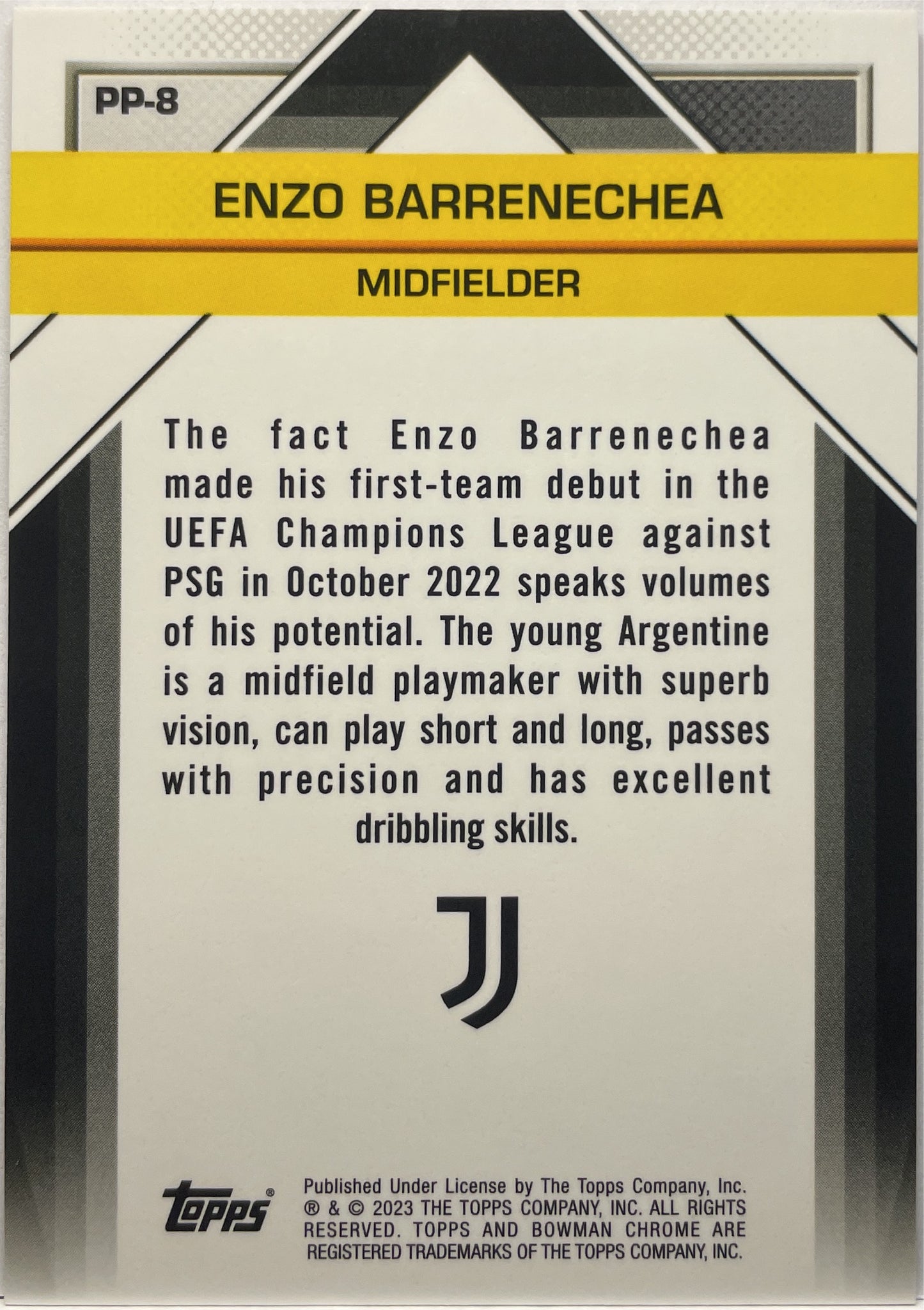 Enzo Barrenechea 16/25 Rookie Il Futuro Orange Topps Chrome Juventus 2022/23