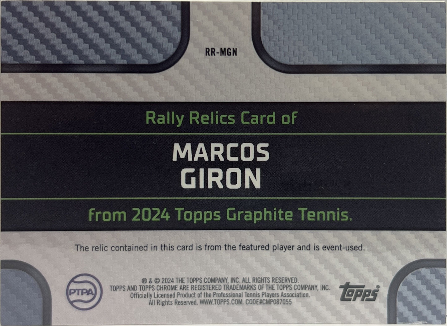 Marcos Giron 70/75 Patch Rally Green Topps Tennis Graphite 2024