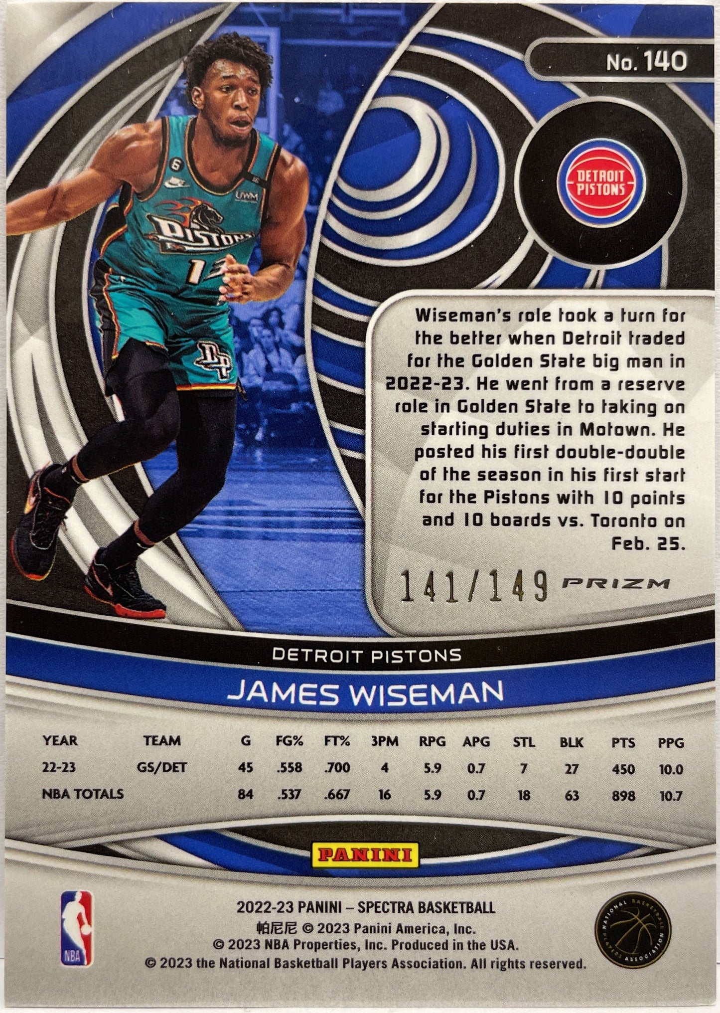 James Wiseman 141/149 Celestial Spectra Basketball NBA 2022/23